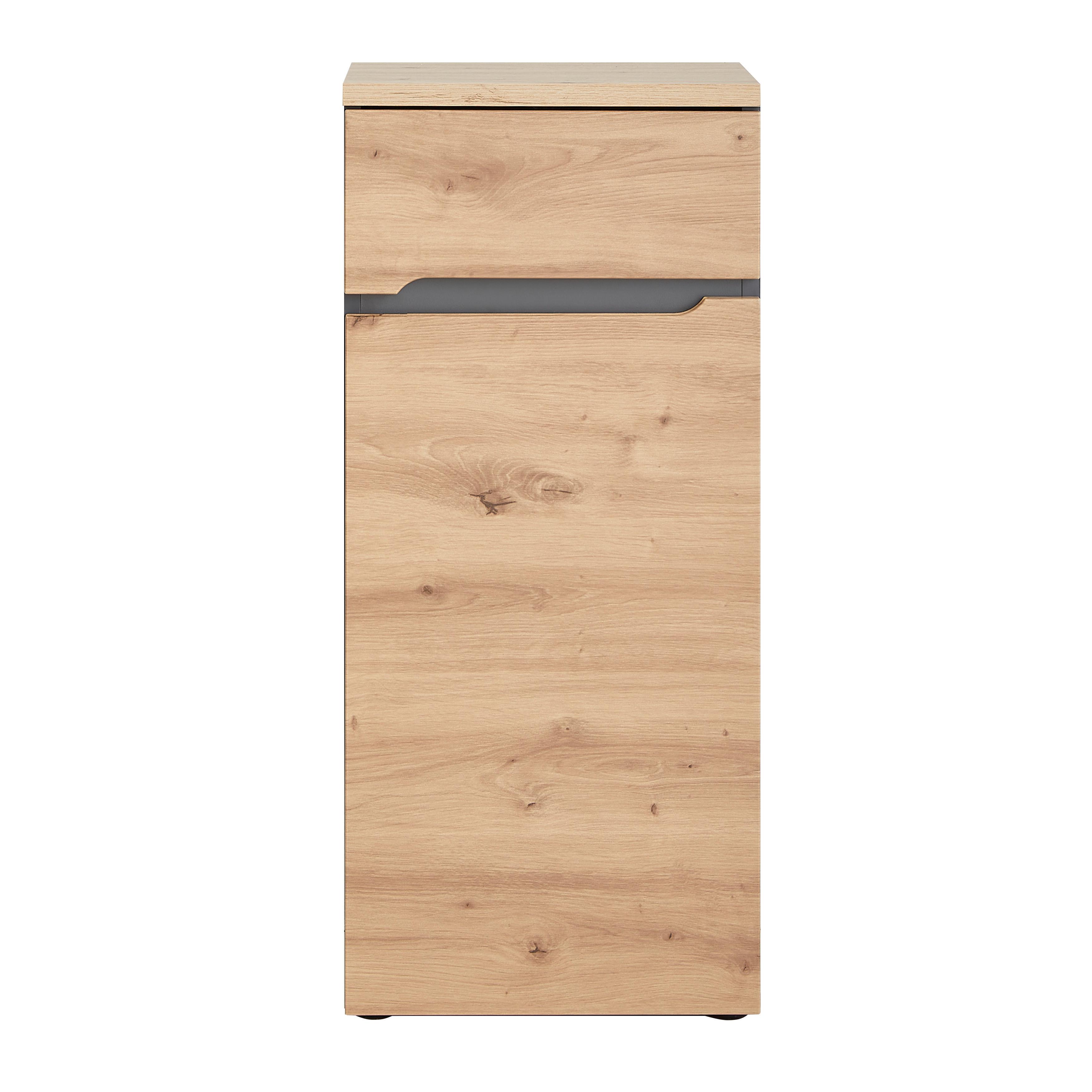Unterschrank Memphis Artisan Eiche/Grau - Schwarz/Eiche Artisan, MODERN, Holzwerkstoff/Kunststoff (40/90/31cm) - Mömax