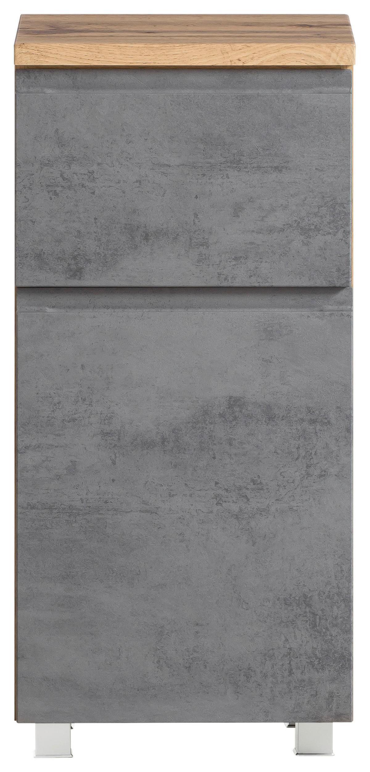 Unterschrank Varese ca. 40x79 cm Hellgrau/Eiche - Eiche Wotan/Hellgrau, MODERN, Holzwerkstoff (40/79/35cm) - Held