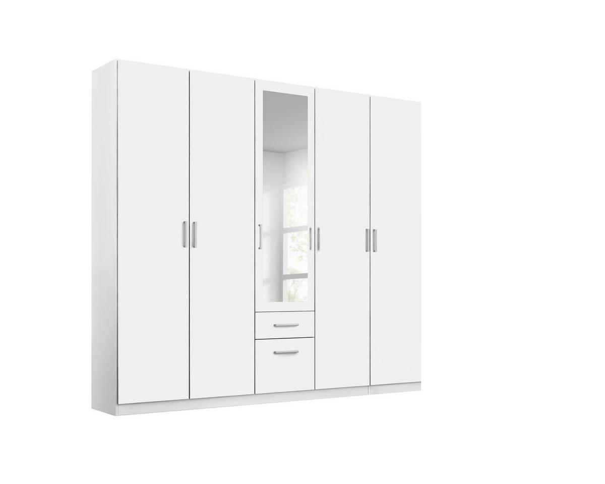 Drehtürenschrank Bingen Weiß - Alufarben/Weiß, MODERN, Holzwerkstoff/Kunststoff (226/229/54cm) - Rauch Möbel