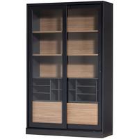 Vitrine James Schwarz/Walnussfarben B: 125cm - Nussbaumfarben/Walnussfarben, Design, Glas/Holz (125/200/57cm) - Livetastic