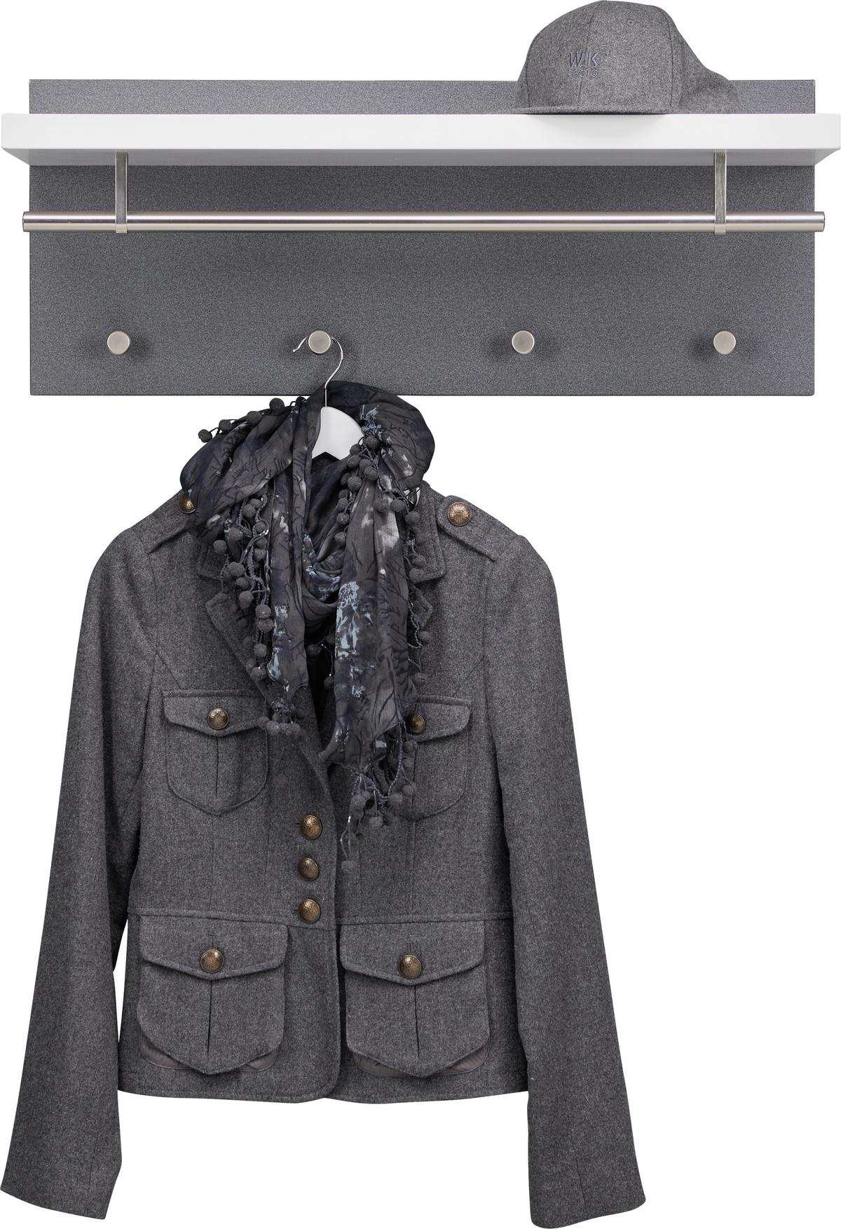 Wandgarderobe Anthrazit/Edelstahlfarben - Edelstahlfarben/Anthrazit, MODERN, Holzwerkstoff/Metall (75/30/26cm) - Mömax