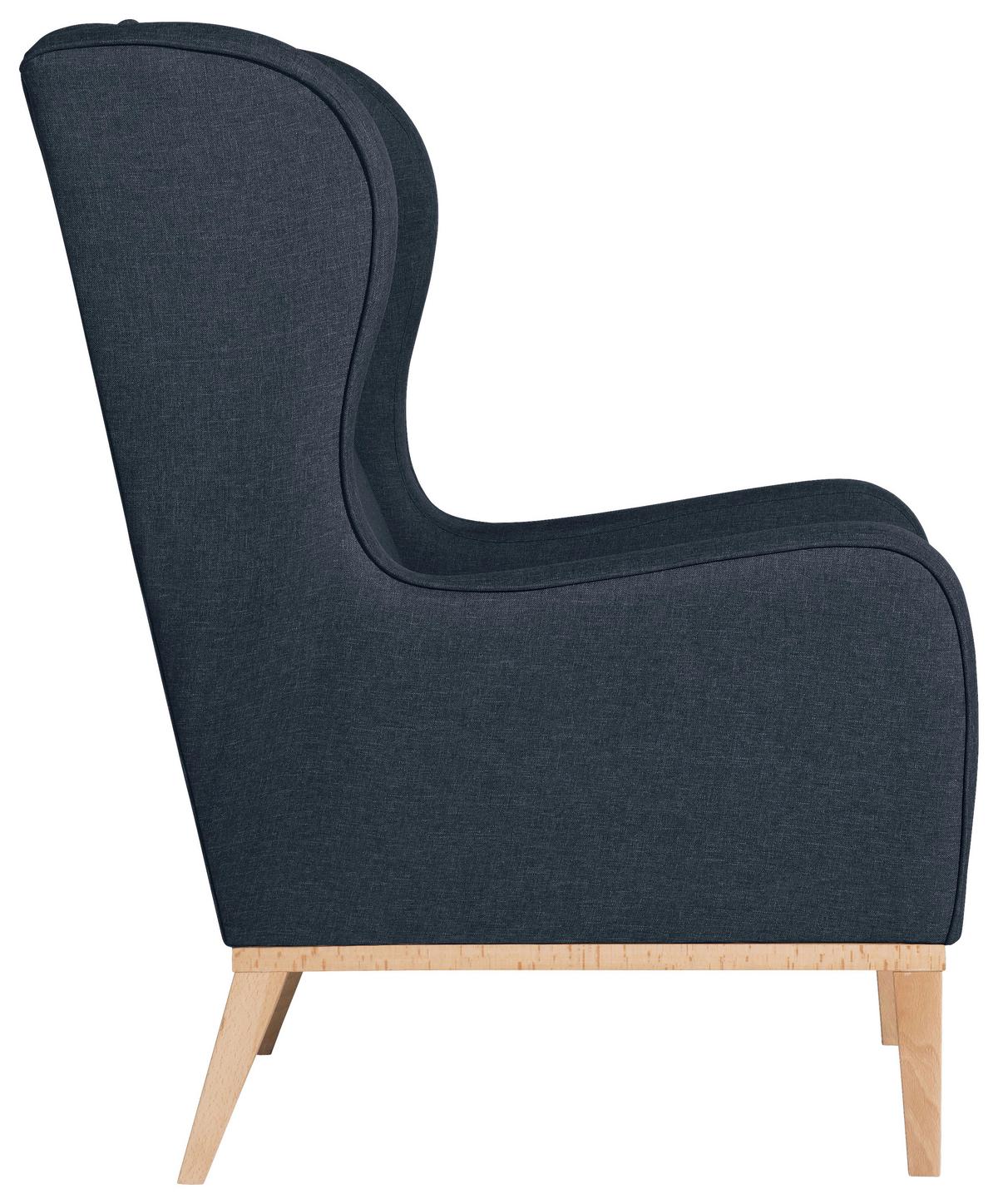 OHRENSESSEL ANGELO - Dunkelblau/Naturfarben, KONVENTIONELL, Holz/Textil (66/104/78cm) - Max Winzer