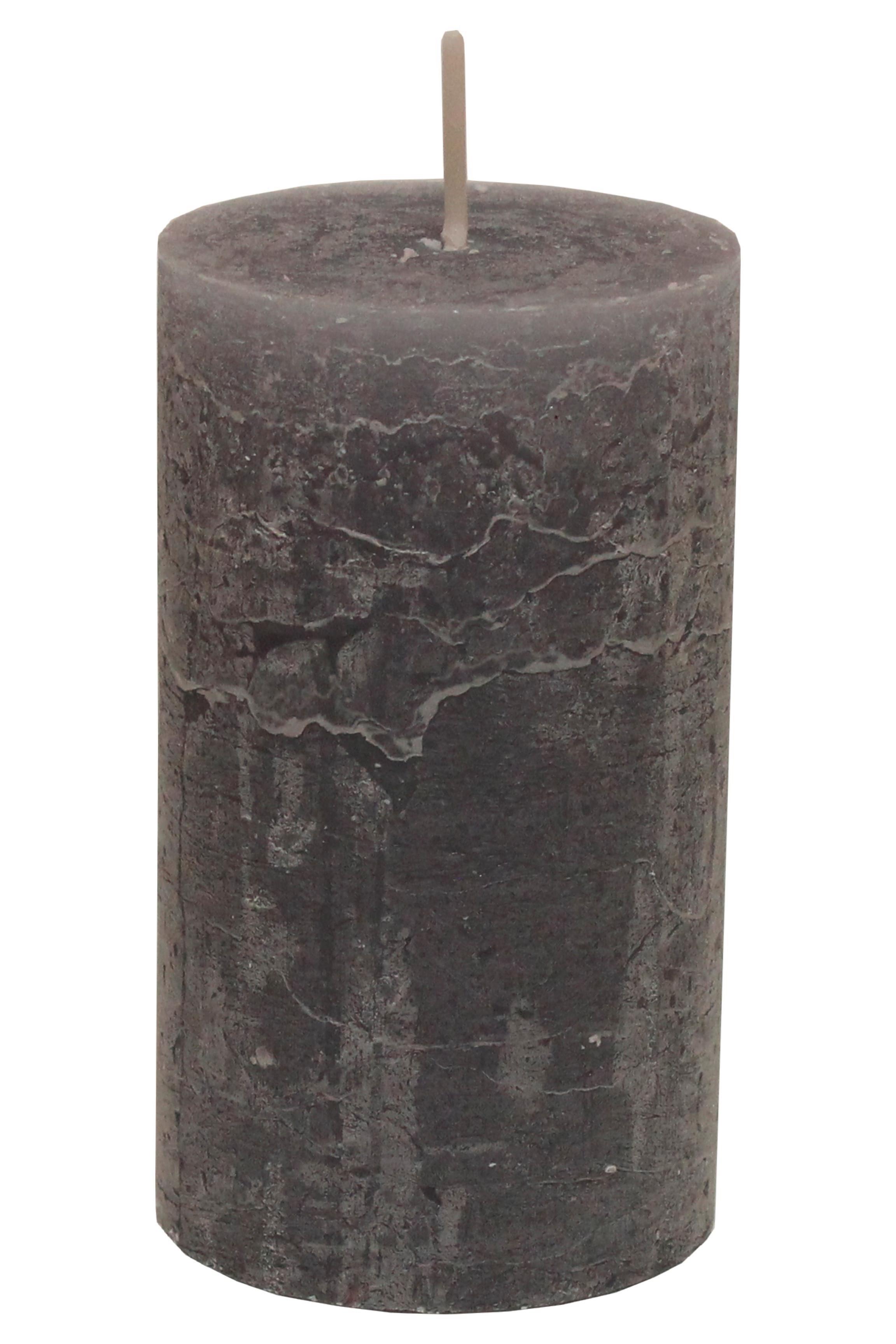 Stumpenkerze Lia in Grau - Grau, Modern (6,8/12cm) - Premium Living