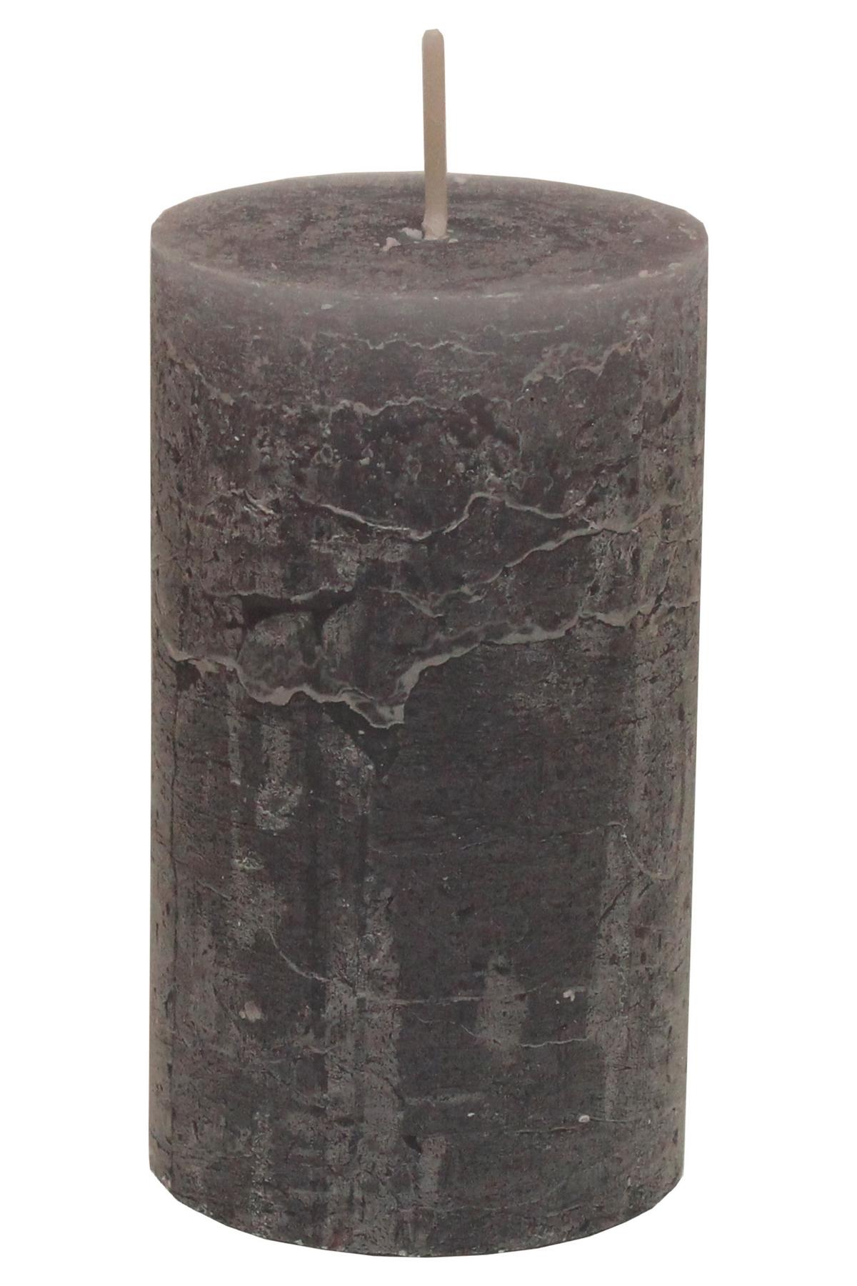 Stumpenkerze Lia in Grau - Grau, MODERN (6,8/12cm) - Premium Living