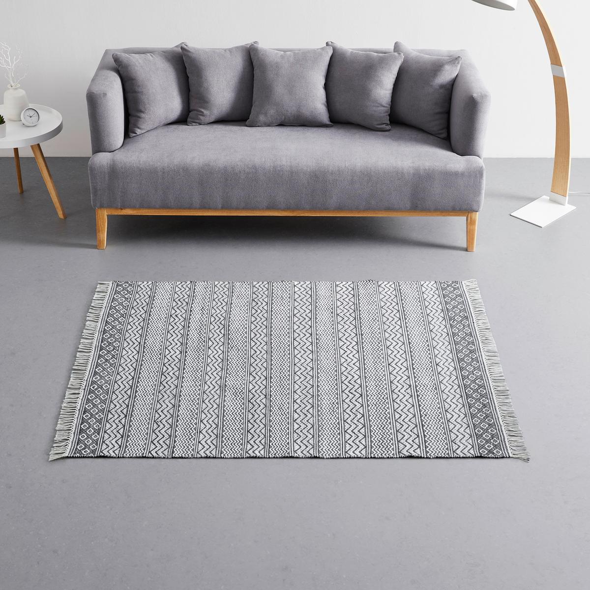 Ročno Tkana Preproga Ossi - črna/bela, Moderno, tekstil (120/170cm) - Modern Living