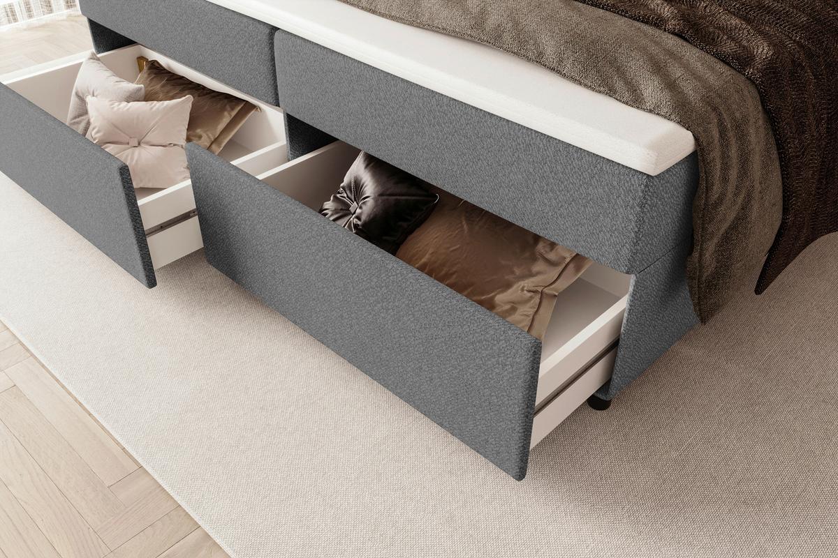 Boxbett Odin Anthrazit ca. 180x200cm - Anthrazit/Schwarz, KONVENTIONELL, Kunststoff/Textil (180/200cm) - Based