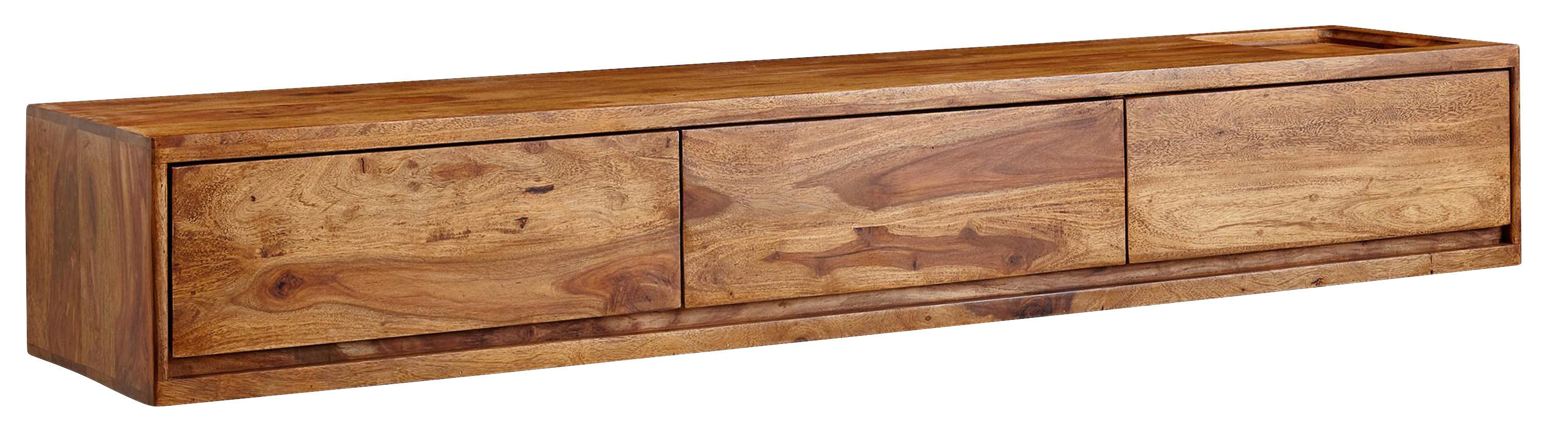 Nizka Omarica Wohnling, Pravi Les - barve indijskega rožnega lesa, Design, les (160/25/35cm) - MID.YOU