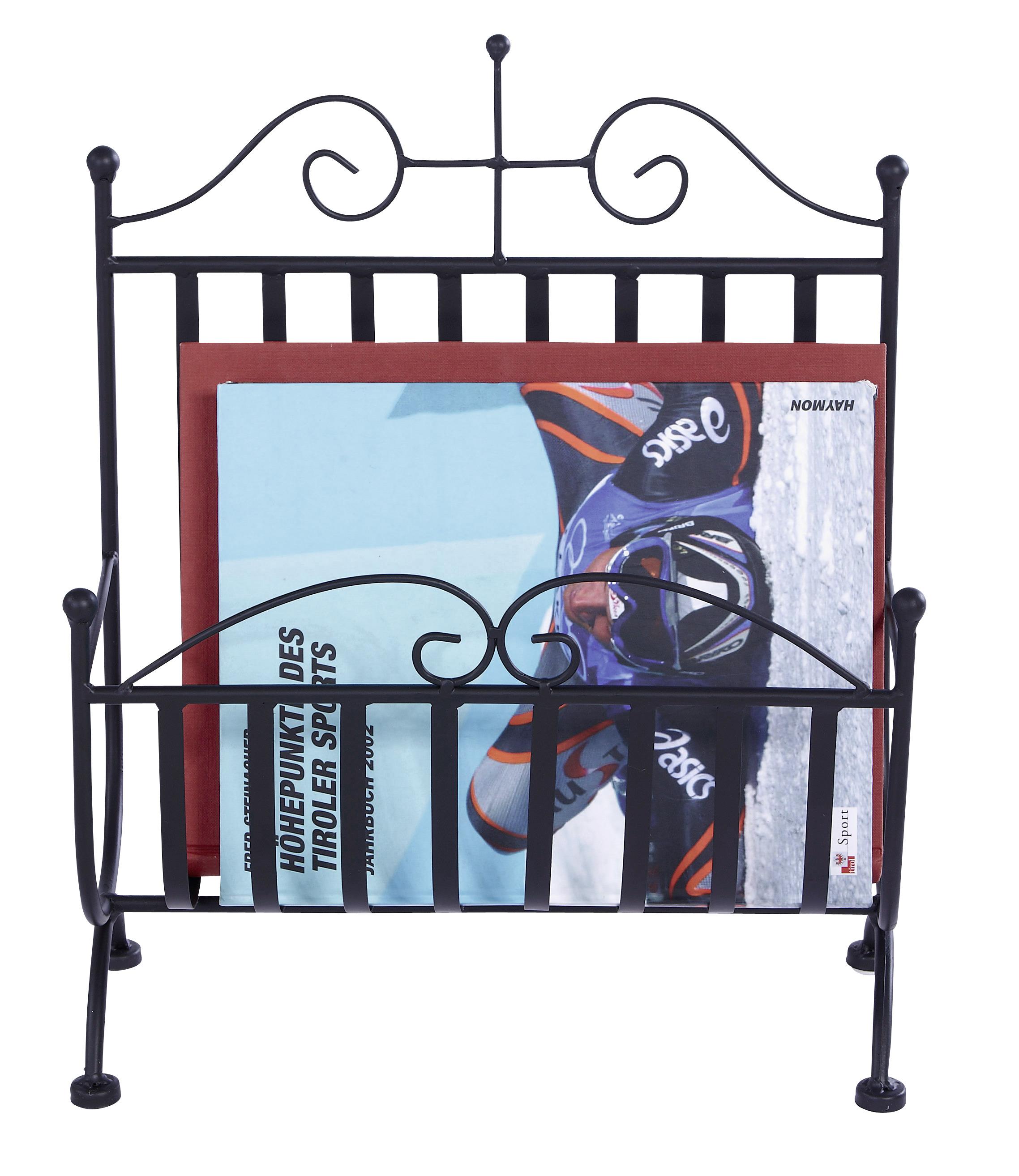 Suport ziare Hanne - negru, Modern, metal (37/40/18cm) - Zandiara