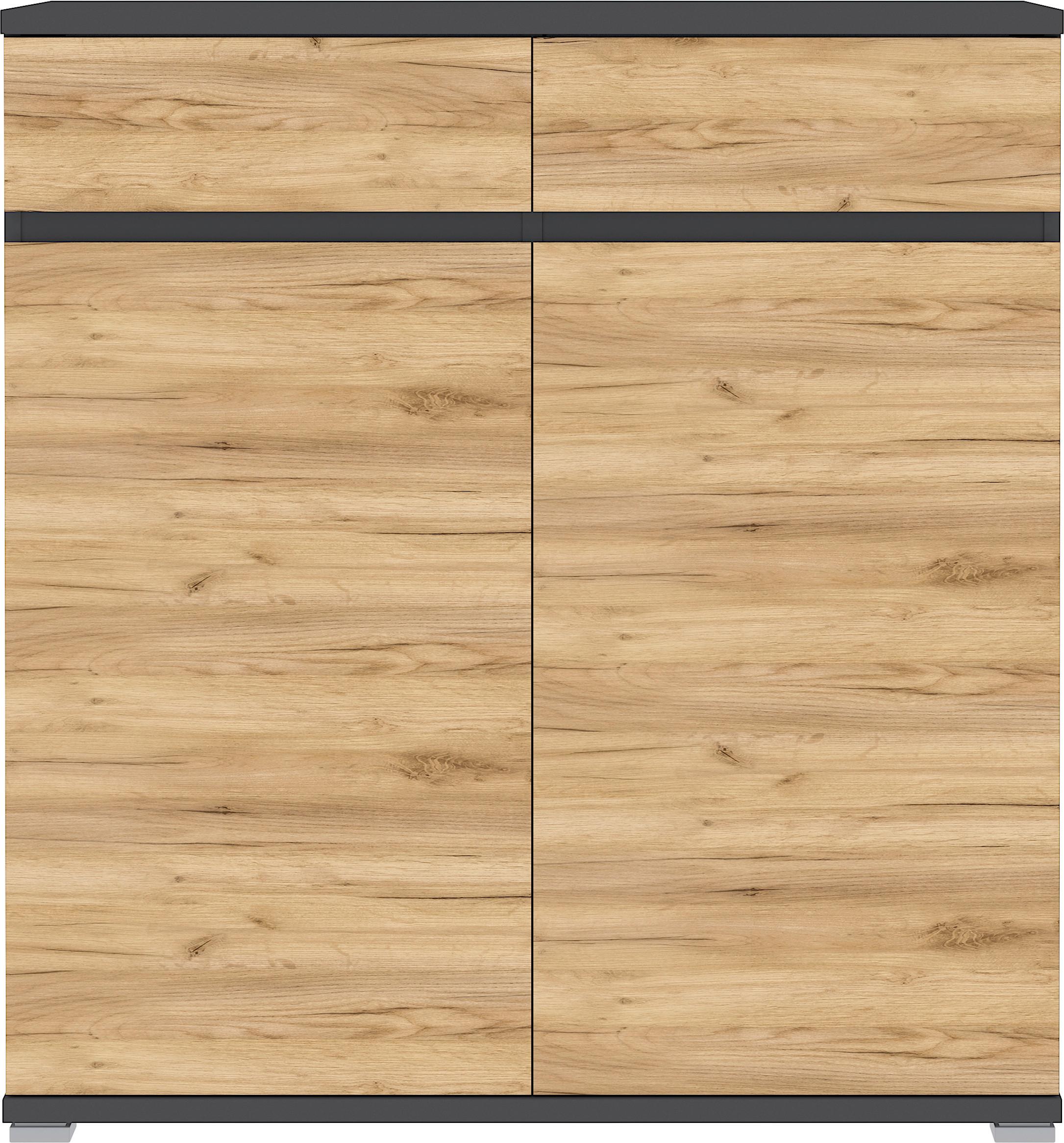 SZAFKA NA BUTY GW-LISSABON - kolor dębowy/antracytowy, Design, materiał drewnopochodny/tworzywo sztuczne (96/103/40cm)