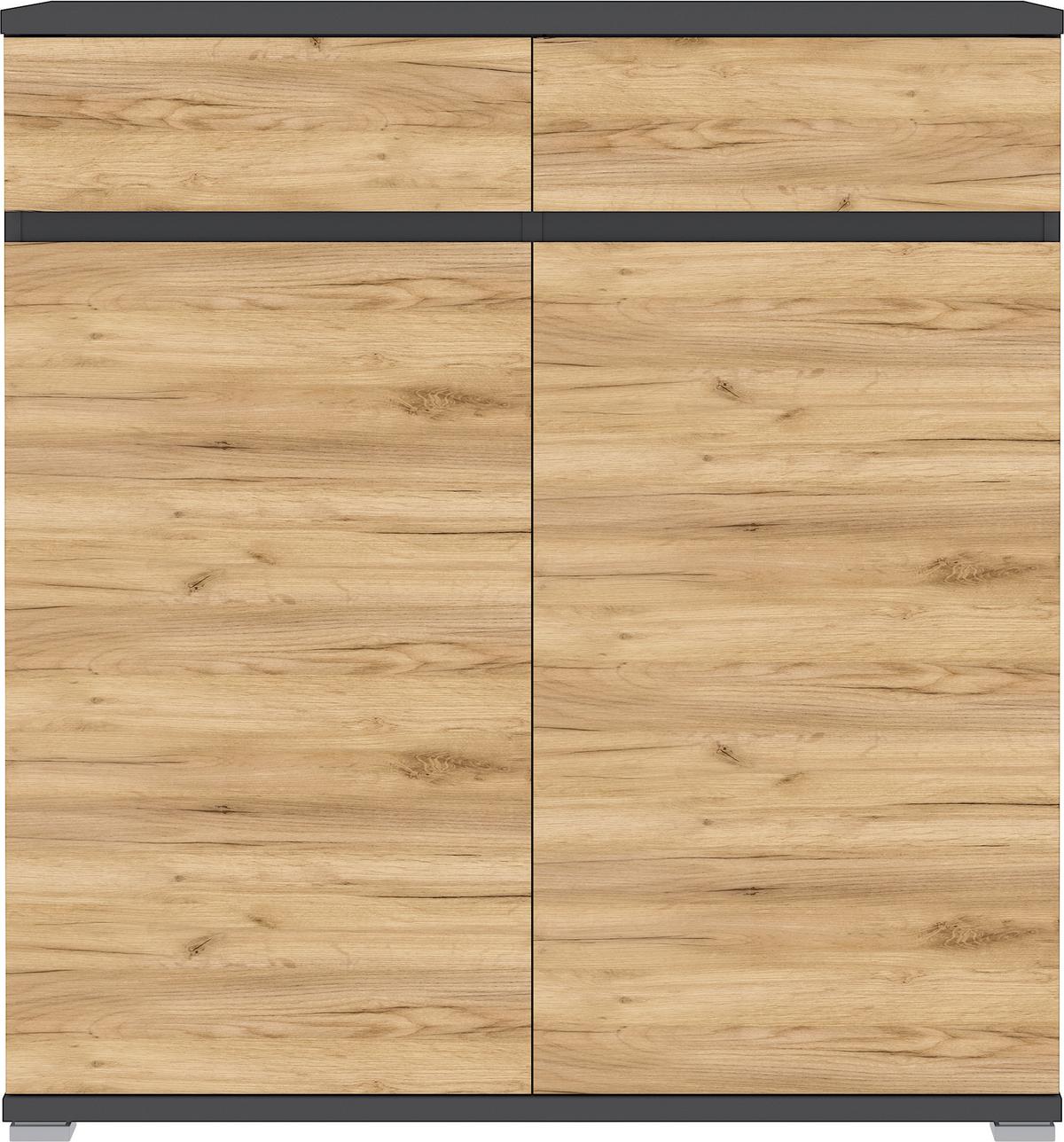 SZAFKA NA BUTY GW-LISSABON - kolor dębowy/antracytowy, Design, materiał drewnopochodny/tworzywo sztuczne (96/103/40cm)