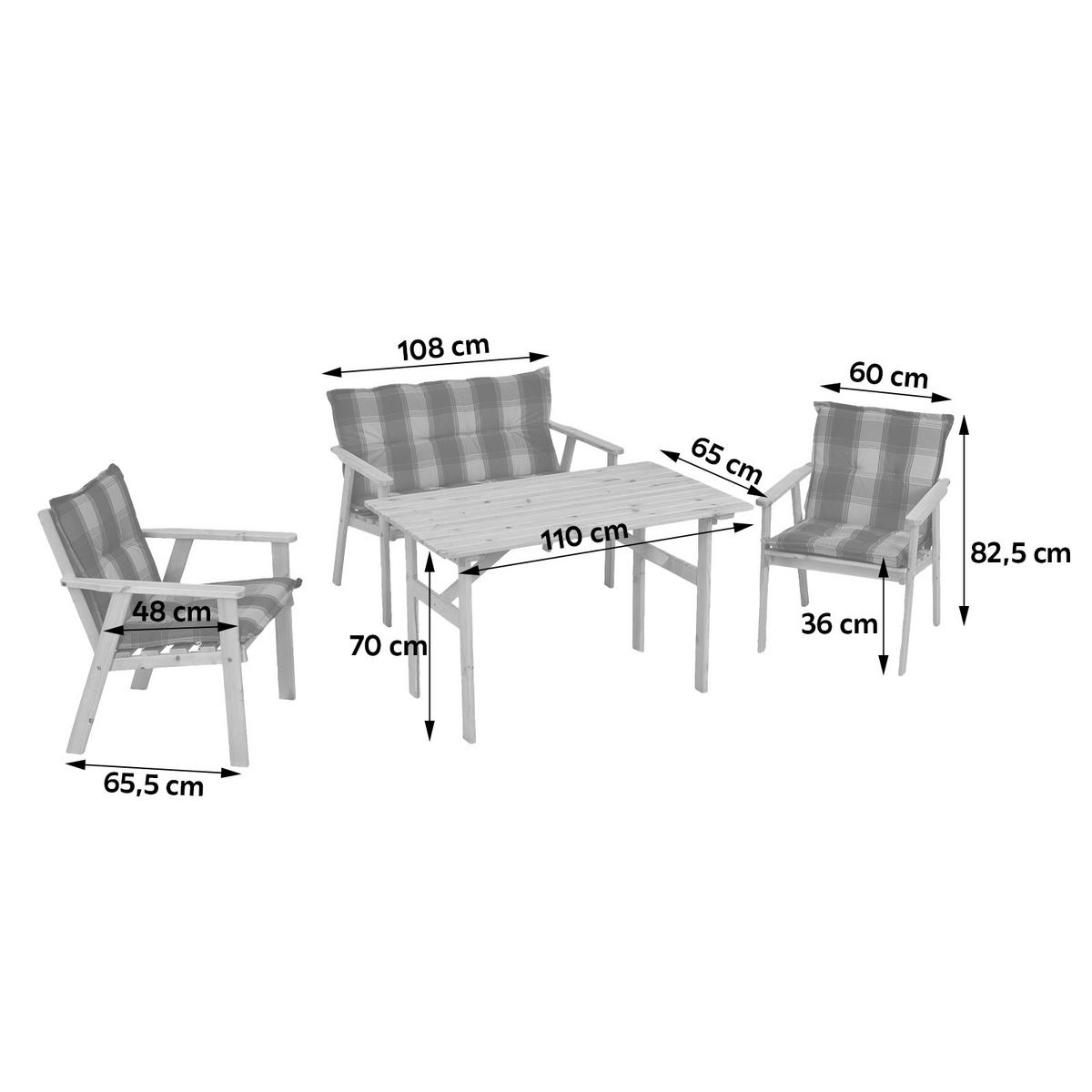 Vrtni Set Sylt, 4-Delno, Masivno - rdeča/naravne barve, Moderno, umetna masa/les - Gardenson