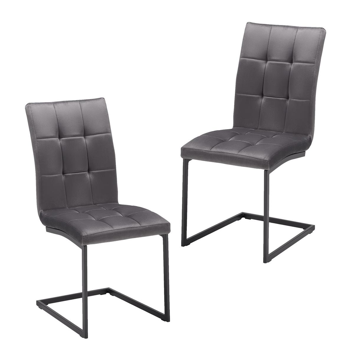 Schwingstuhl-Set dunkelgrau, "Mela" - Dunkelgrau/Schwarz, MODERN, Textil/Metall (44/95/60cm) - Bessagi Home