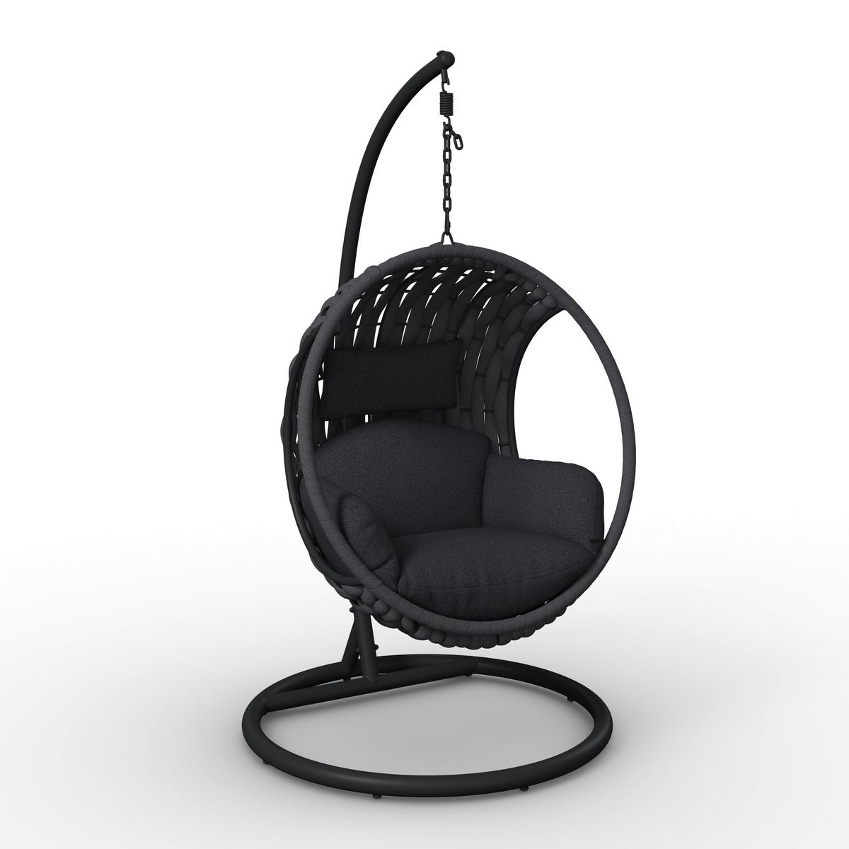 Hängesessel Mira Dunkelgrau Outdoorstoff/Metall/Kunststoff - Dunkelgrau, MODERN, Kunststoff/Textil (107/196/120cm) - Bessagi Garden