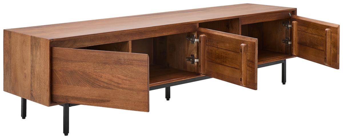 KOMODA NISKA KATJA - czarny/miodowy, Lifestyle, metal/drewno (180/45/40cm) - Livetastic