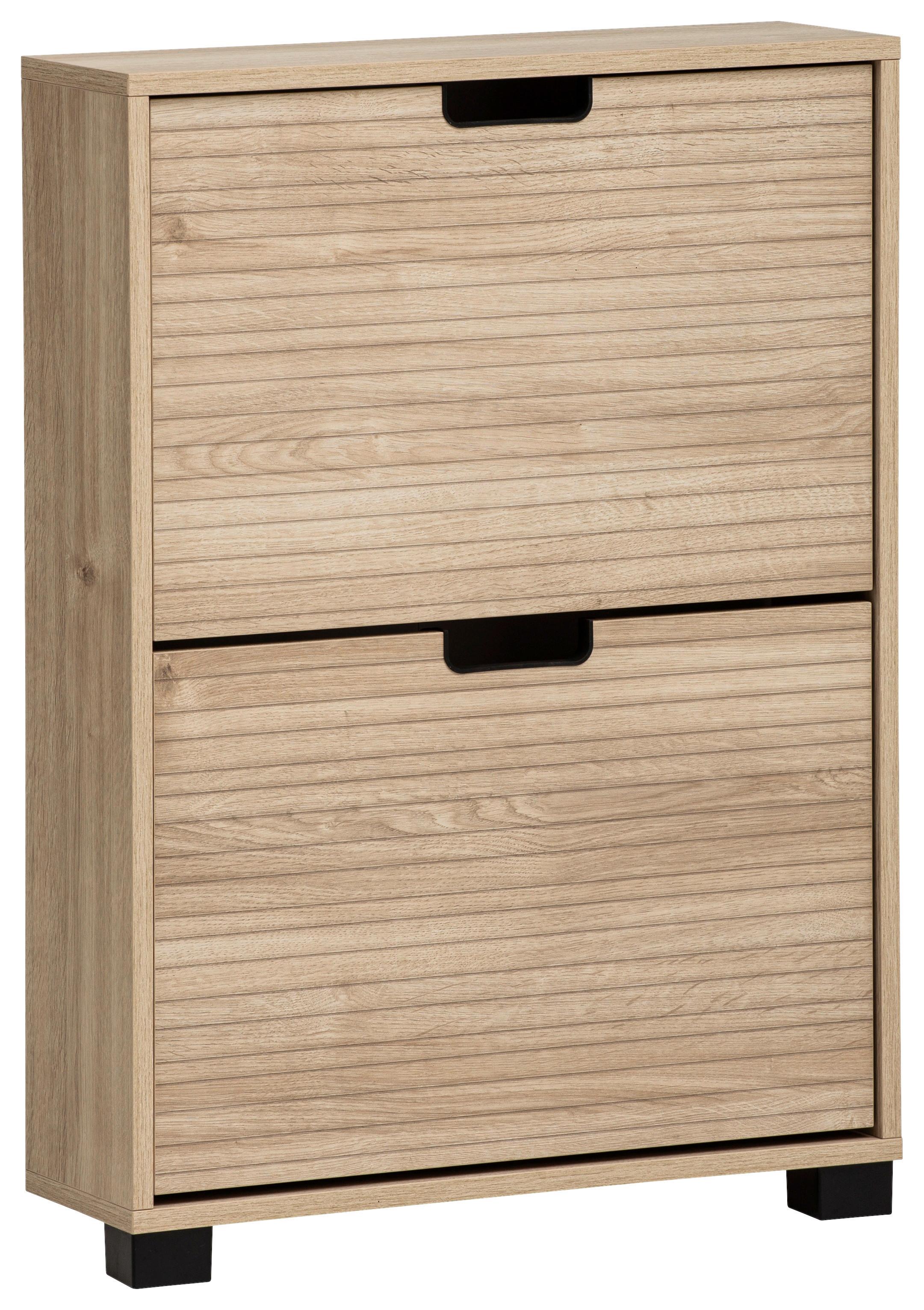 Omara Za Čevlje Emmik, Barva Hrasta - črna/hrast artisan, Design, umetna masa/leseni material (59,8/85,2/19,6cm) - MID.YOU
