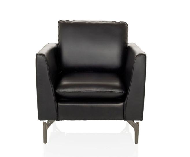 Fotelj Bavero, Črna - črna, Moderno, kovina/usnje (75/65/73cm) - MID.YOU