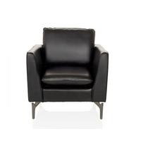 Fotelj Bavero, Črna - črna, Moderno, kovina/usnje (75/65/73cm) - MID.YOU