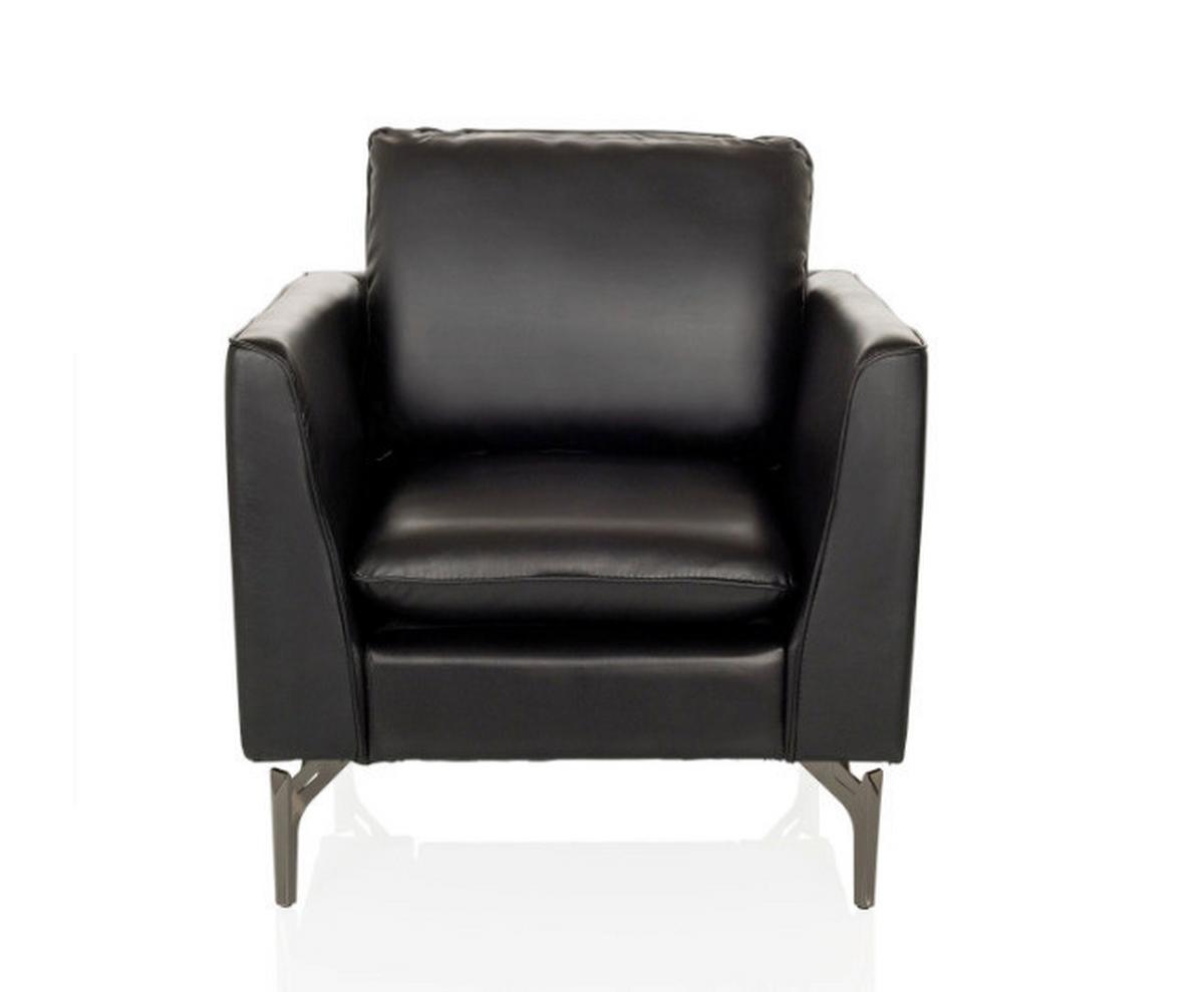 Fotelj Bavero, Črna - črna, Moderno, kovina/usnje (75/65/73cm) - MID.YOU