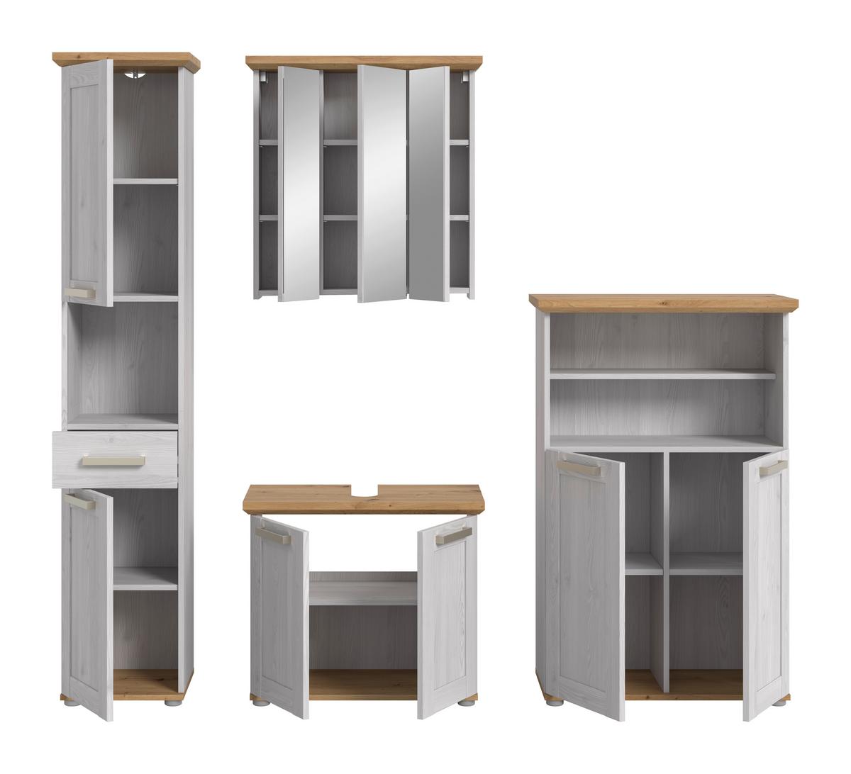 Badezimmer Verona Lärchenfarben/Eiche Artisan - Silberfarben/Lärchefarben, Trend, Glas/Holzwerkstoff (182cm) - MID.YOU