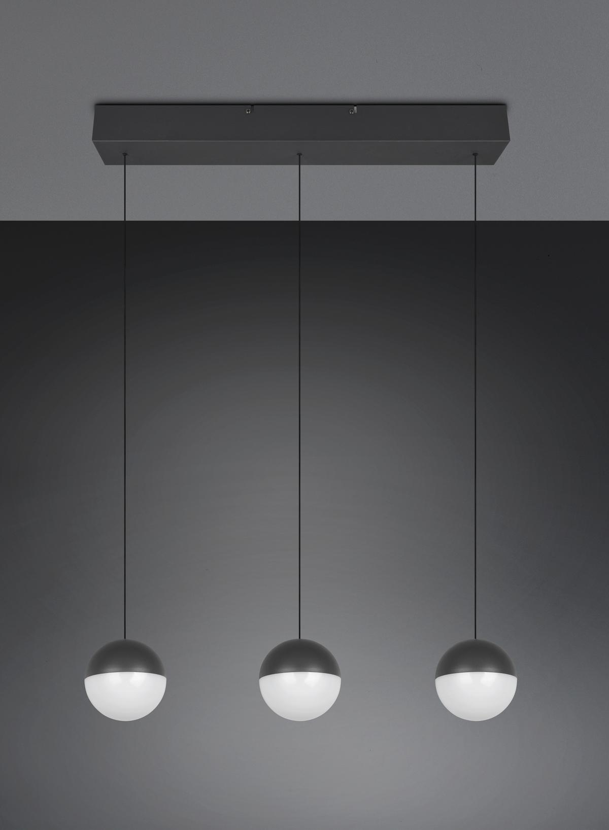 Led Függőlámpa Sestine 3 Égős - fekete, Modern, műanyag/fém (60/9/150cm) - Mömax