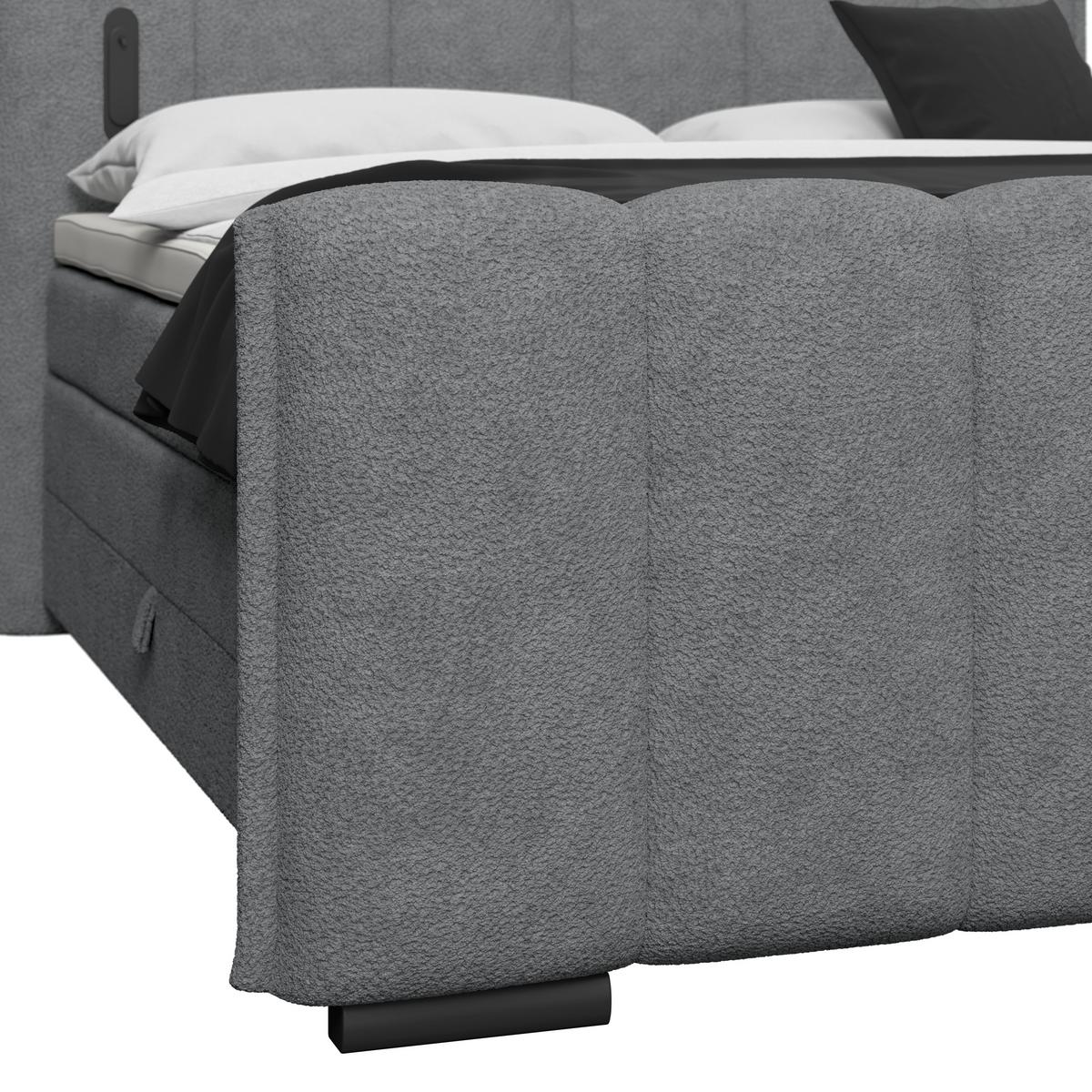 Boxspring Krevet Elysia - tamno siva/crna, Trend, drvni materijal/drvo (160/200cm) - Premium Living