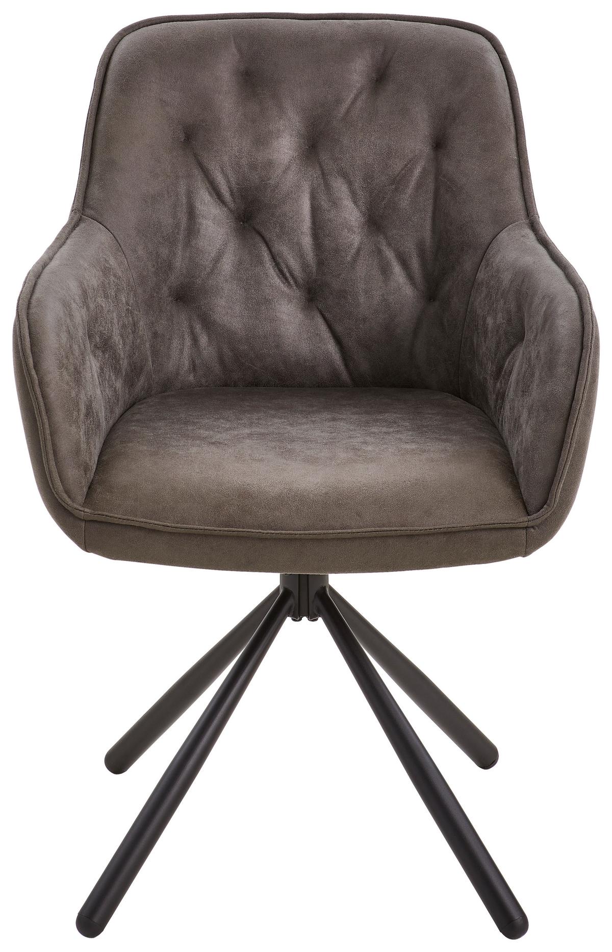 KRZESŁO Z PODŁOKIETNIKAMI GLOW - czarny/szary, Modern, metal/drewno (61/91/59cm) - Livetastic