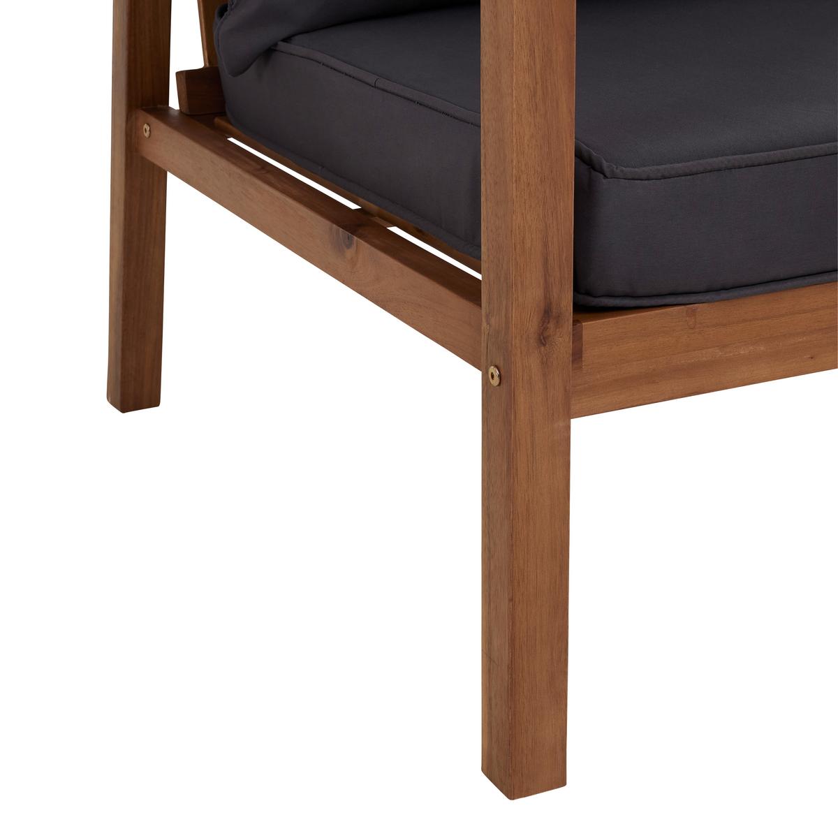 Loungegarnitur Pia Dunkelgrau Akazie/Outdoorstoff - Grau/Akaziefarben, MODERN, Holz/Textil (150/70/79cm) - Bessagi Garden