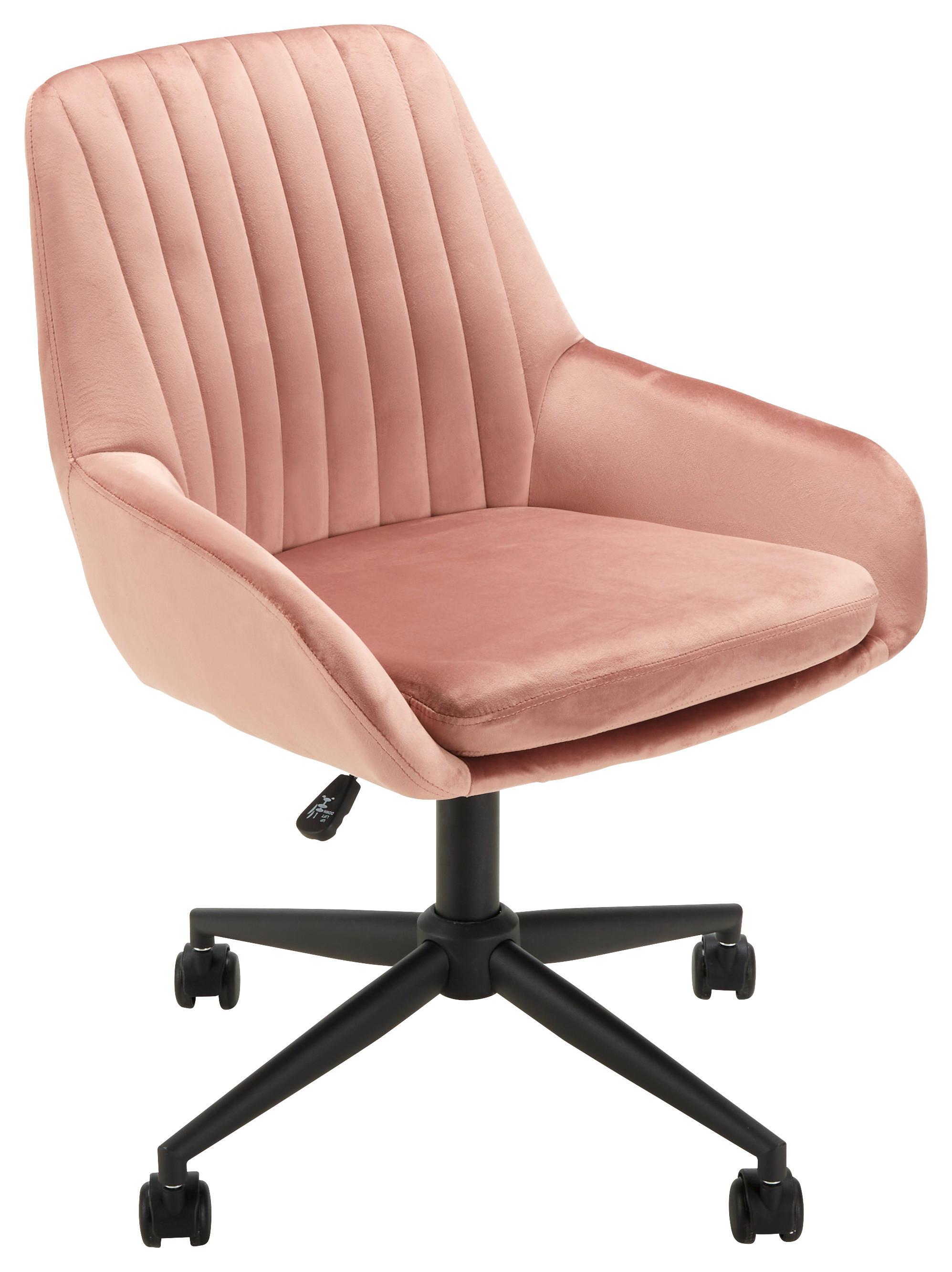 Vrtljivi Stol Chilly, Roza, Žamet - roza/črna, Moderno, kovina/umetna masa (60/82,5-92/60cm) - Modern Living