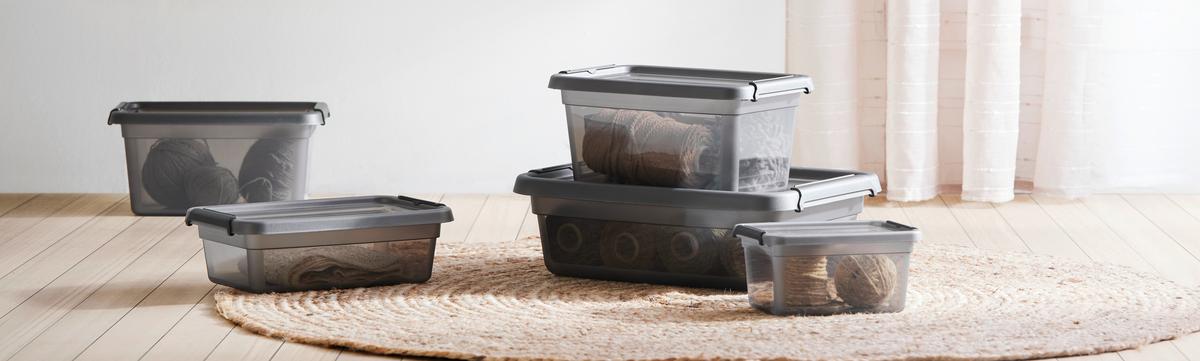 Tárolódoboz Blacky - Kb. 1,5l - fekete/áttetsző, Modern, műanyag (14/19/9cm) - Mömax