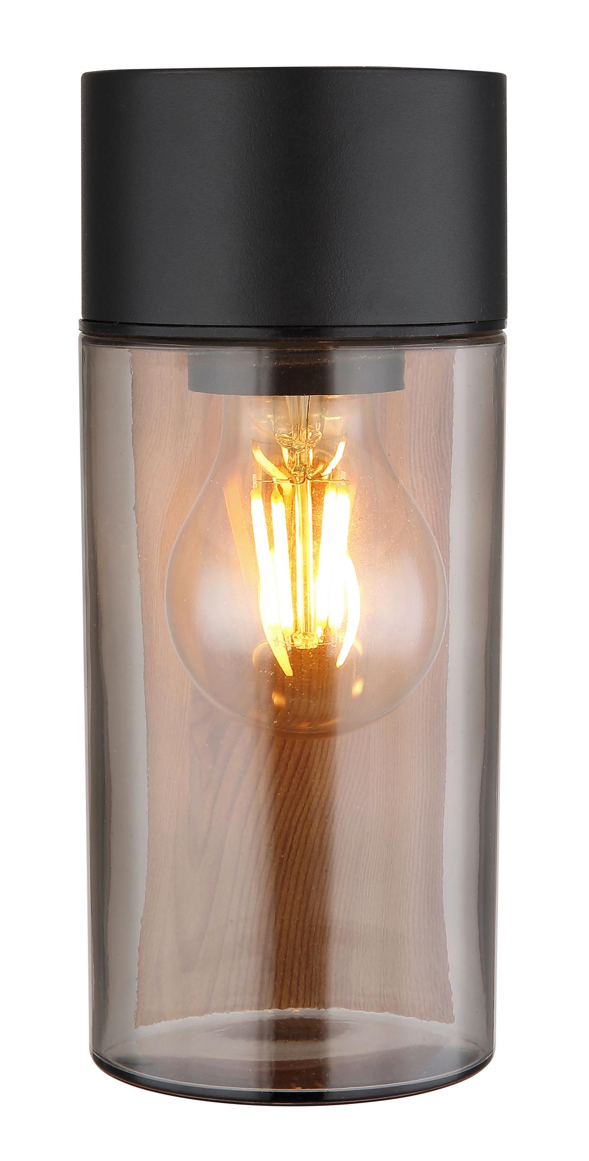 Außenleuchte Etsi Schwarz max. 40 Watt - Schwarz, Natur, Glas/Metall (9/22,5cm) - Globo
