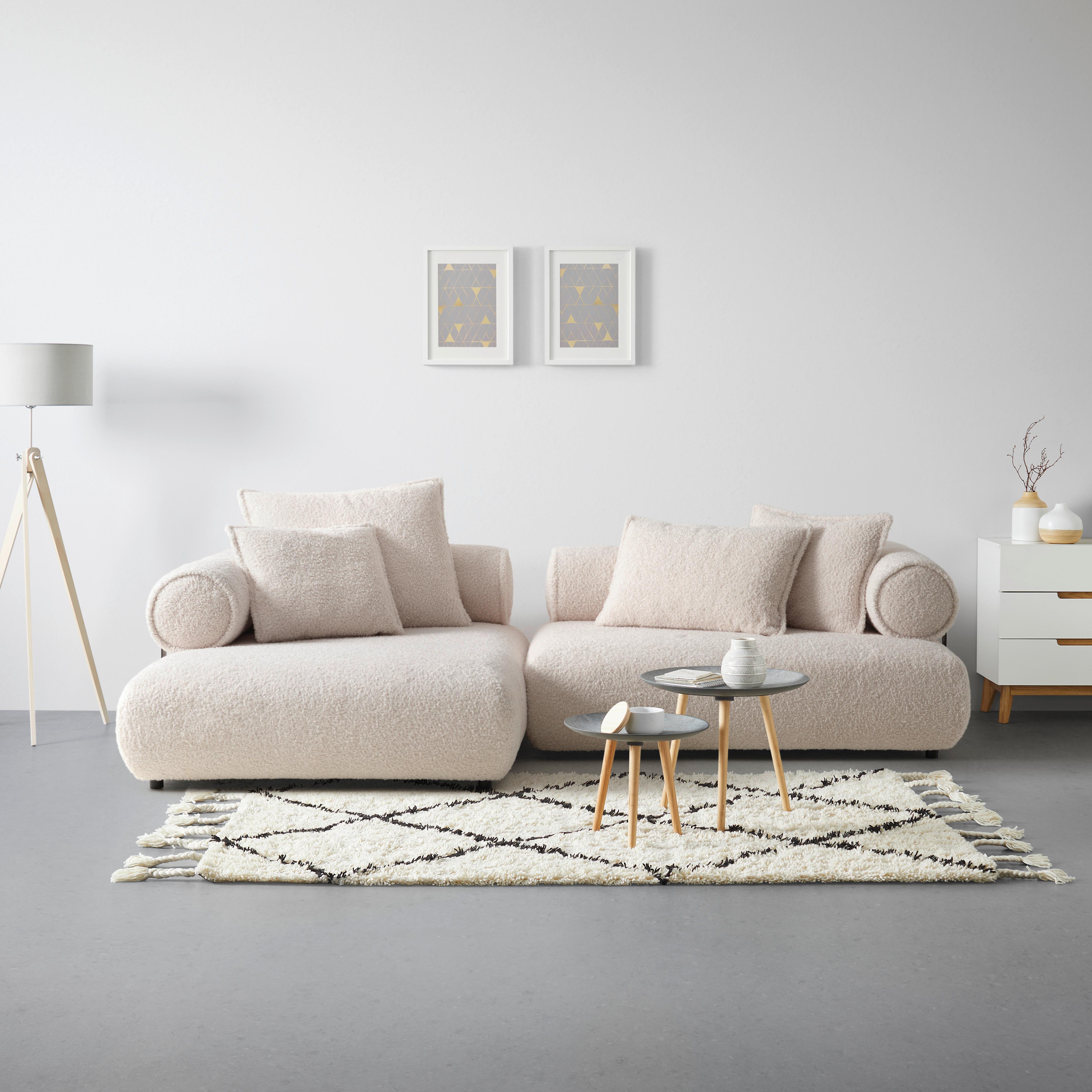Wohnlandschaft Casimir Creme - Creme/Schwarz, LIFESTYLE, Kunststoff/Textil (180/310cm) - Premium Living