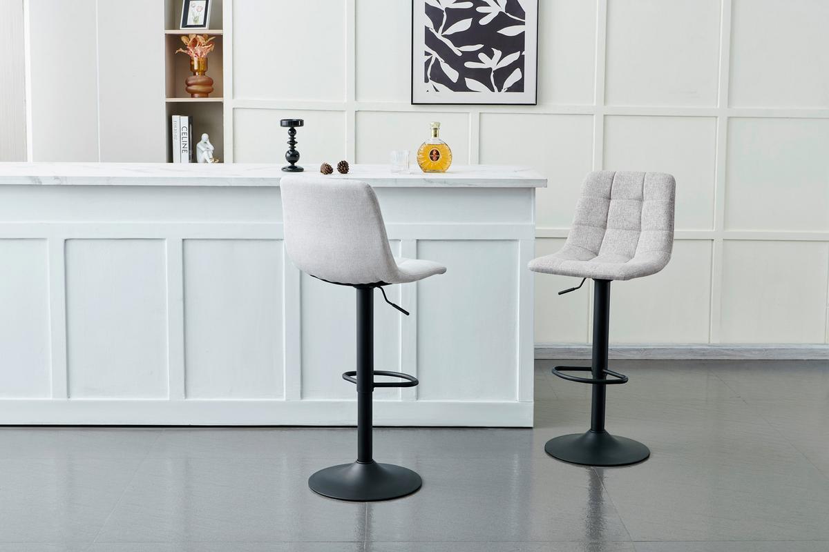 STOŁEK BAROWY JEFF -EXKLUSIV- - czarny/taupe, Design, metal/tkanina (43/90-112/47cm) - Stylife