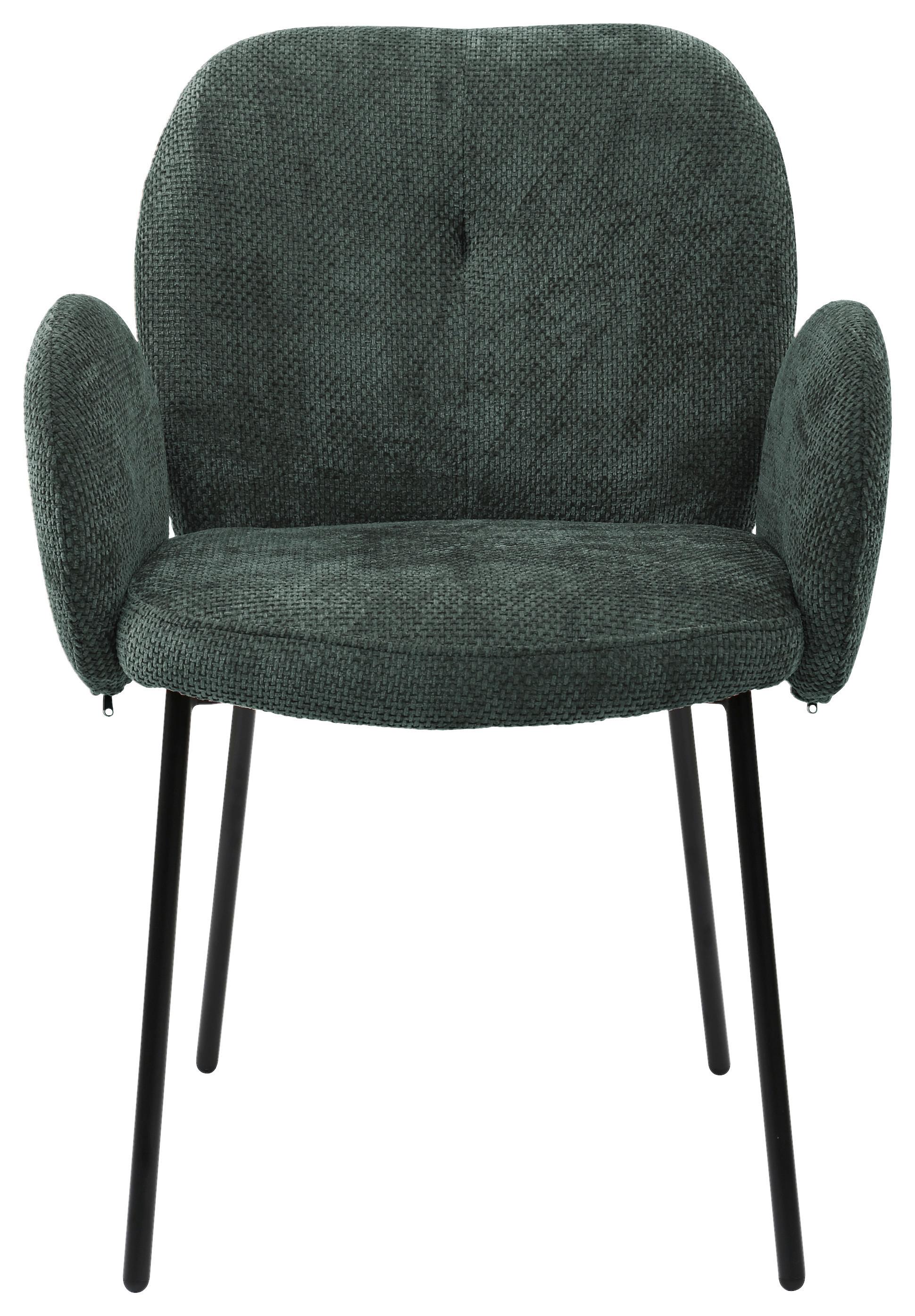 Armlehnstuhl Mara Grün - Schwarz/Grün, LIFESTYLE, Holz/Textil (60/87/64cm) - Mömax
