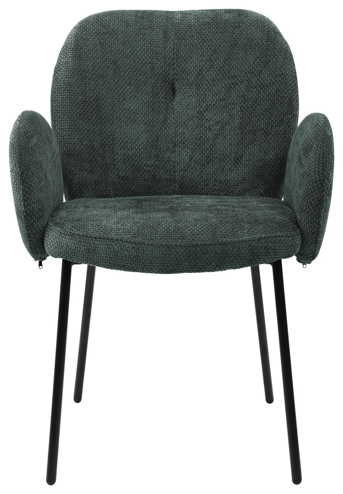 Armlehnstuhl Mara Grün - Schwarz/Grün, Lifestyle, Holz/Textil (60/87/64cm) - Mömax