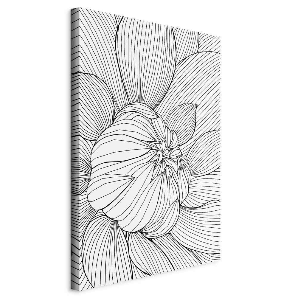 Slika Na Platnu Flower Line - črna/bela, Basics, tekstil/leseni material (40/60/1,2cm) - artgeist