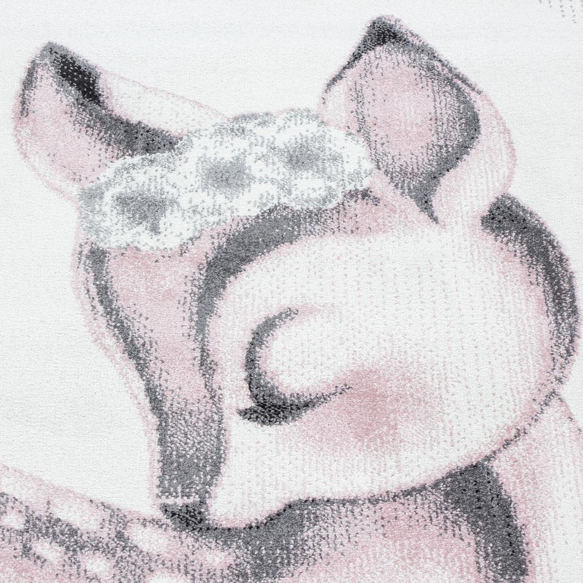 Kinderteppich Bambi Rosa ca. 160x230 cm - Hellrosa/Hellgrau, Trend, Textil (160/230cm)
