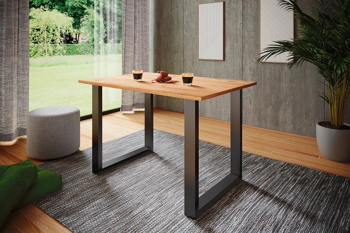 SCHREIBTISCH LONA - Honigeiche/Silberfarben, Design, Holzwerkstoff/Metall (140/76/50cm) - MID.YOU
