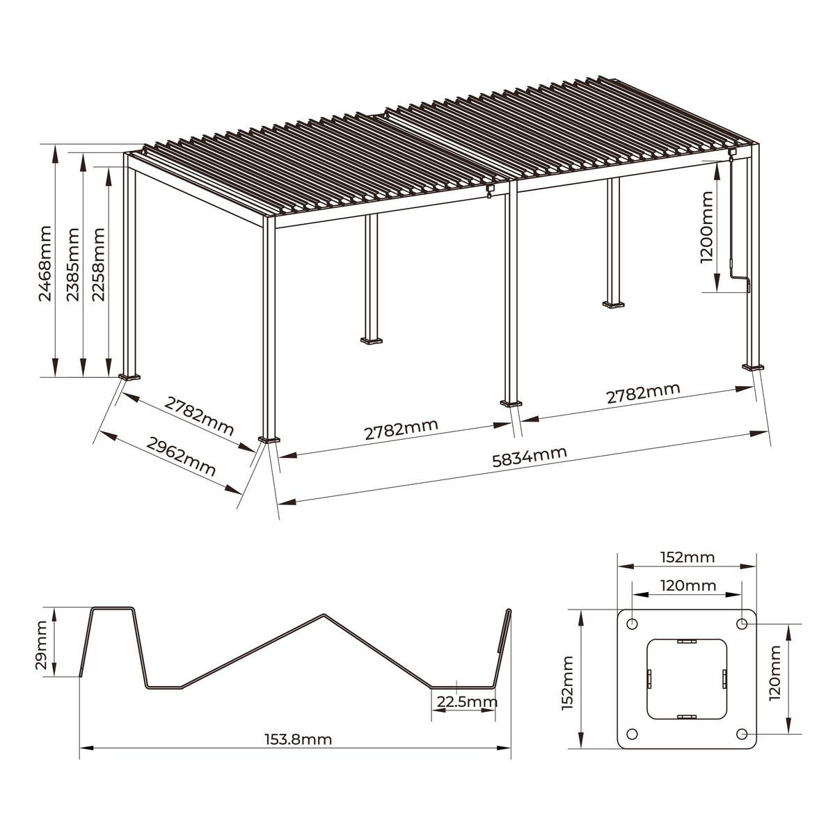Pergola Origin Anthrazit - Anthrazit, Basics, Metall (583,4/296/238cm) - Gardenson