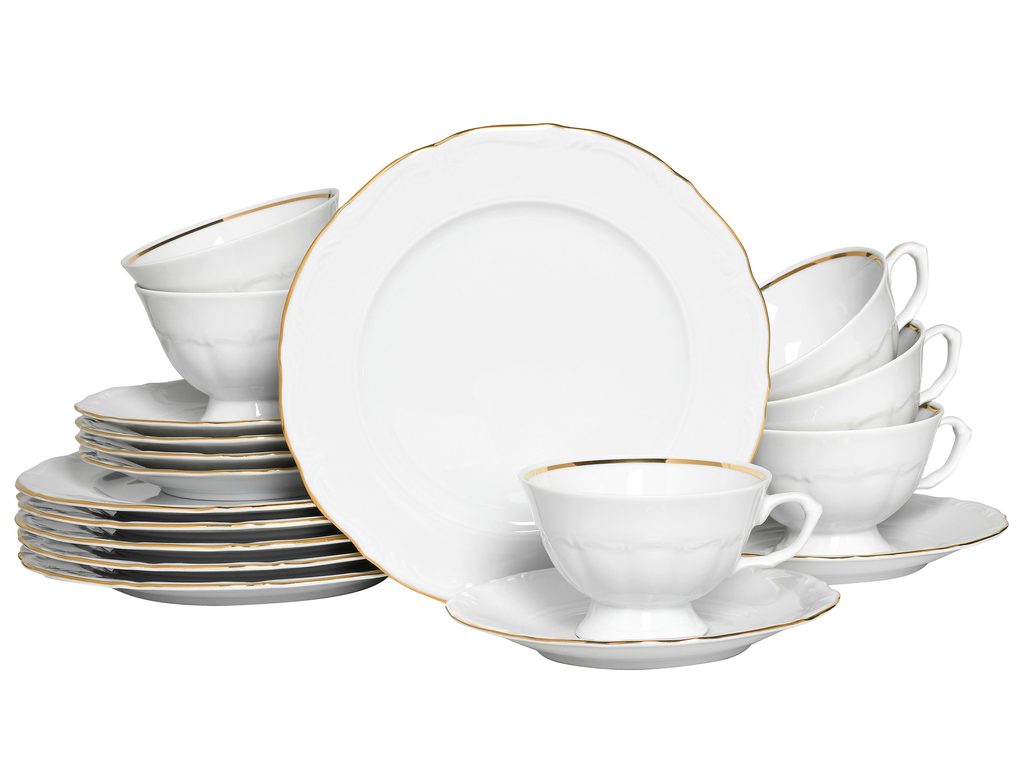 Kavni Servis Maria Theresia Gold, 18-Delni - zlate barve/bela, Basics, keramika - Creatable