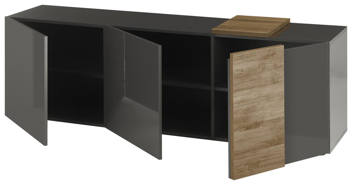 Lowboard Positano Eichefarben/Dunkelgrau - Eichefarben/Dunkelgrau, MODERN, Holzwerkstoff (181/59/44cm) - Premium Living