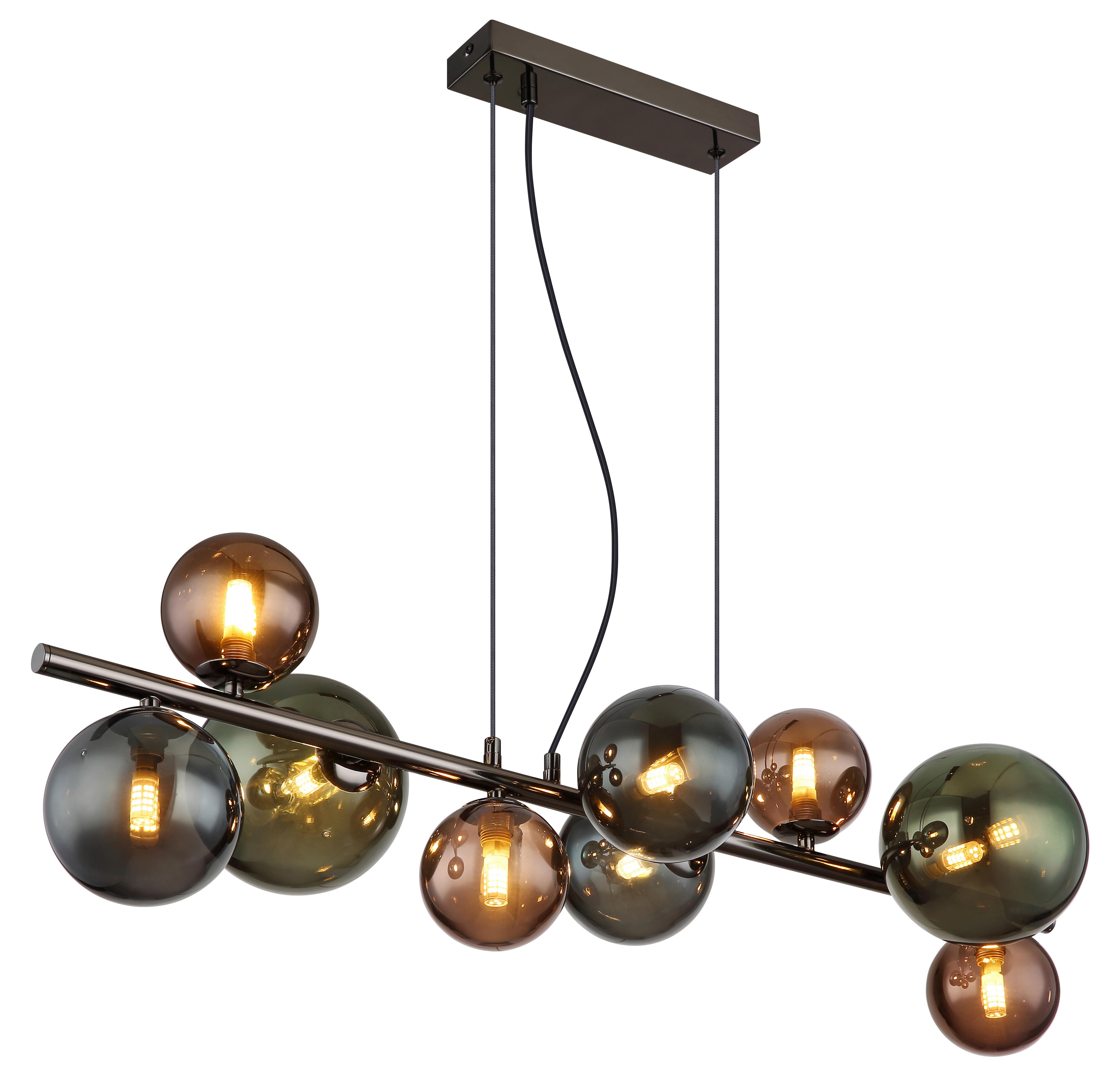LED-Hängeleuchte Riha Grün/Grau/Bronze max. 3,5 Watt - Petrol/Bronzefarben, Design, Glas/Metall (86/36/120cm) - Globo