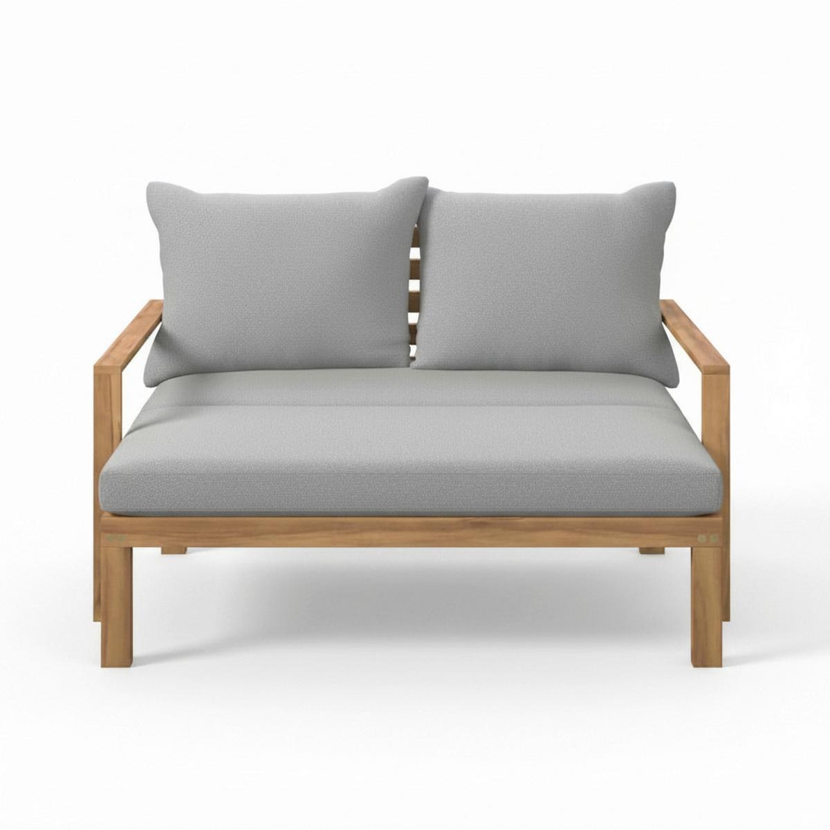 Sonneninsel Pia Grau Akazie/Outdoorstoff - Grau/Akaziefarben, MODERN, Holz/Textil (130/74,5/80-140cm) - Bessagi Garden