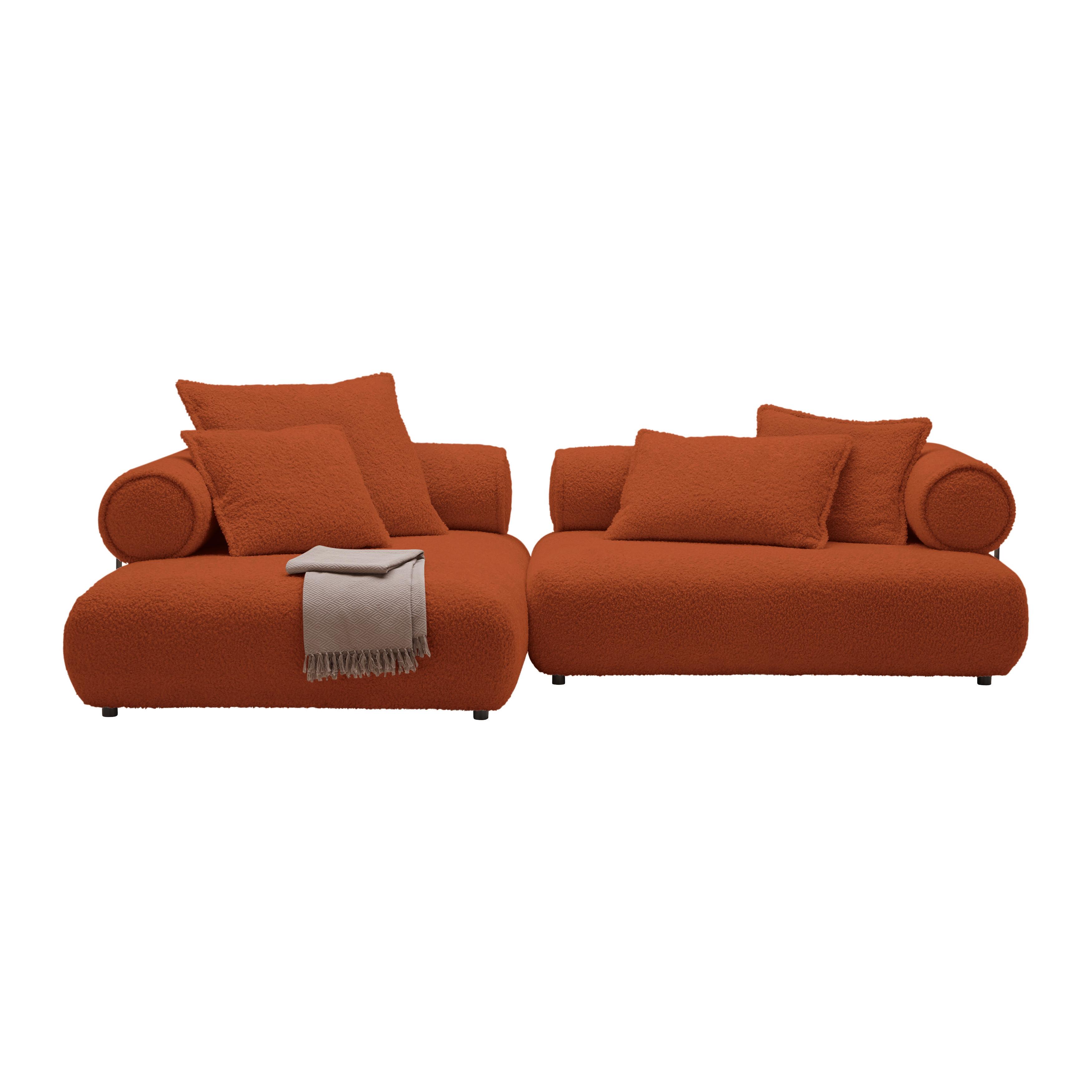 Wohnlandschaft Casimir Kupferfarben - Schwarz/Kupferfarben, LIFESTYLE, Kunststoff/Textil (180/310cm) - Premium Living