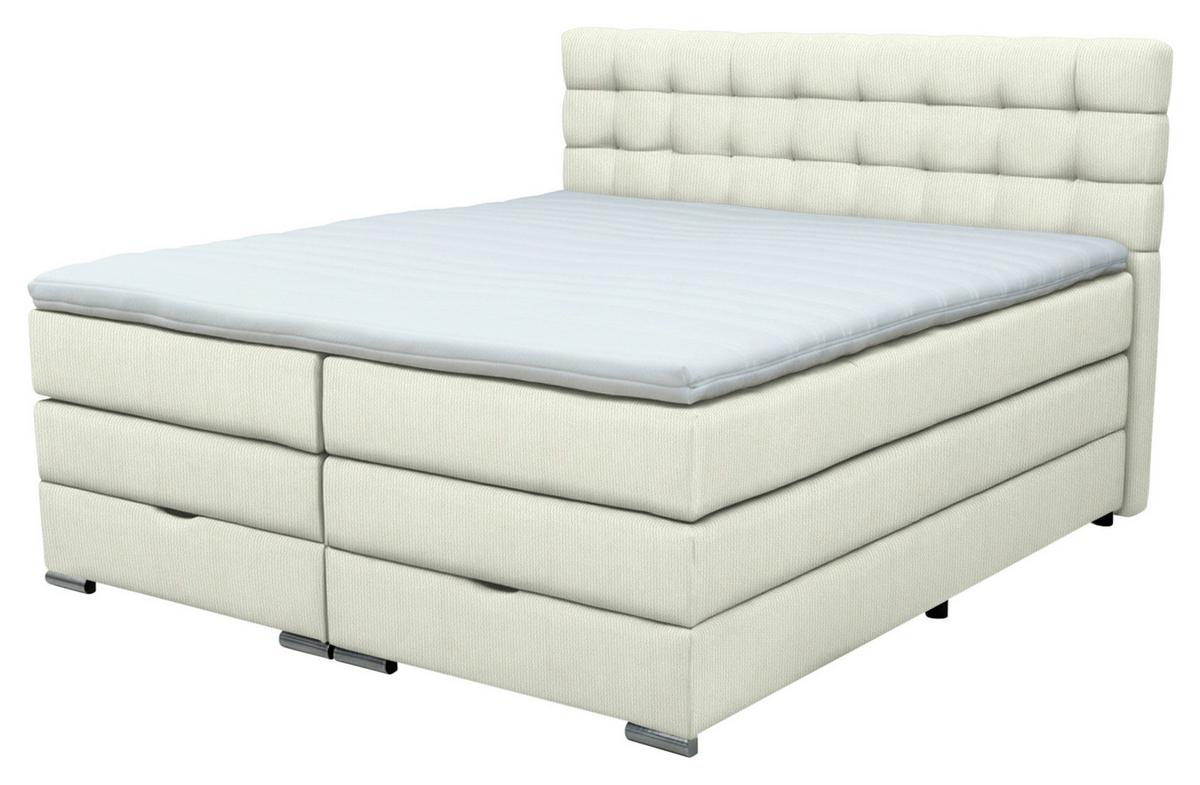 Boxspringbett London Elfenbein ca. 160x200cm - Chromfarben/Elfenbein, MODERN, Holz/Holzwerkstoff (160/200cm) - Premium Living