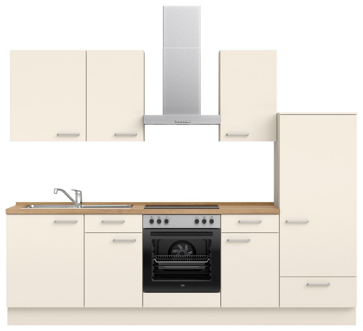 Küchenblock Touch Low m. Geräten Magnolie - Edelstahlfarben/Eichefarben, MODERN, Holzwerkstoff/Metall (270cm) - Nobilia