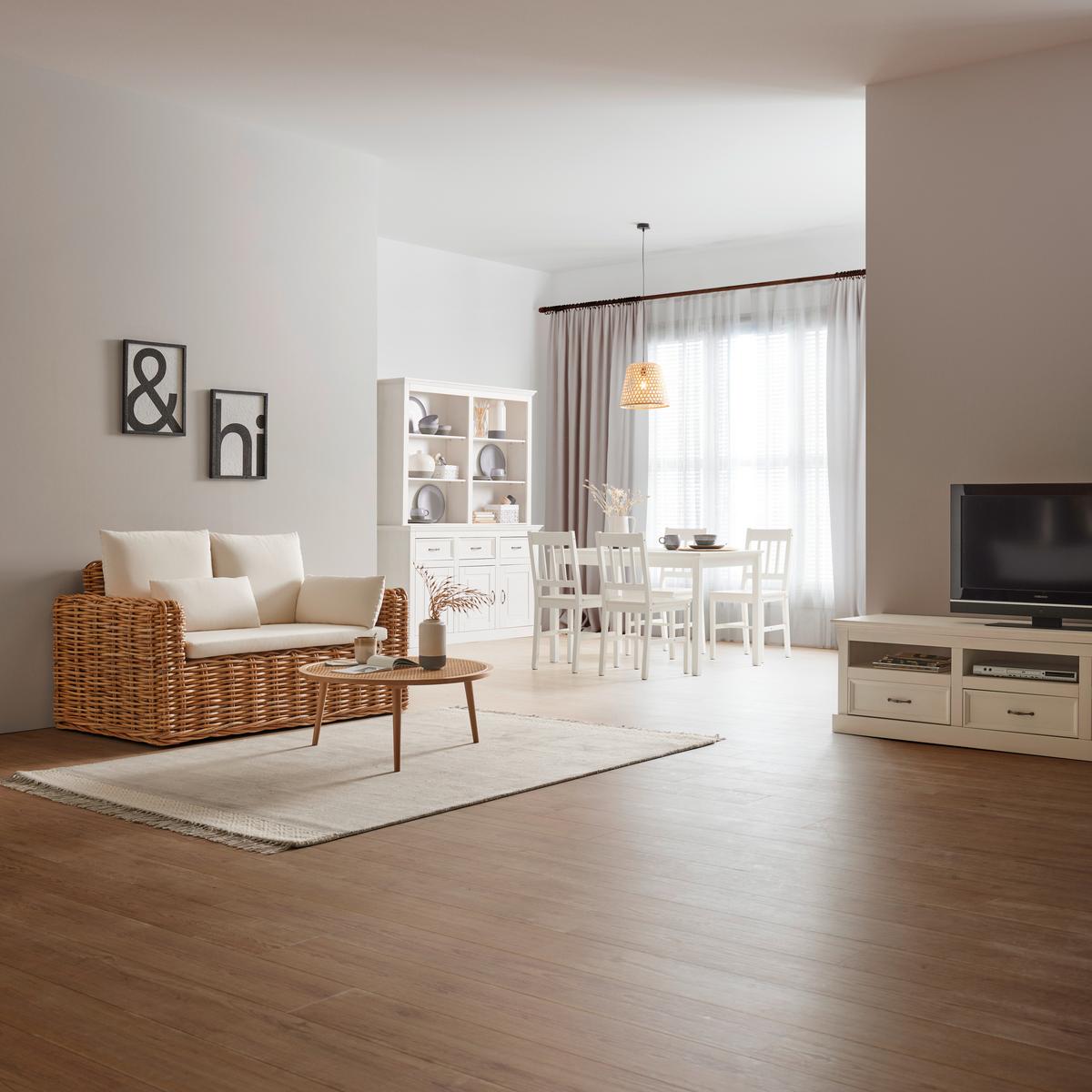 Dvosed Leano, Iz Ratana - bela/naravne barve, Moderno, tekstil/naravni materiali (150/78/87cm) - Bessagi Garden