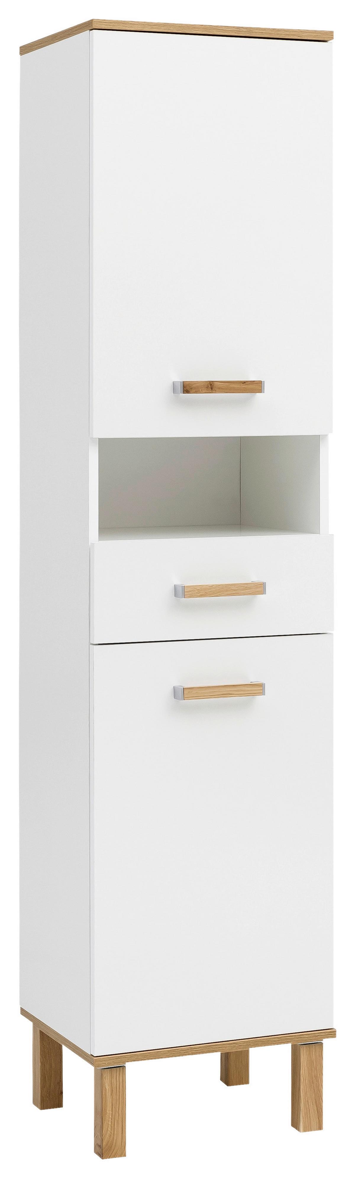 Hochschrank "Padua" , weiß - Eichefarben/Weiß, MODERN, Holz/Holzwerkstoff (40,4/178,5/35,0cm) - MID.YOU