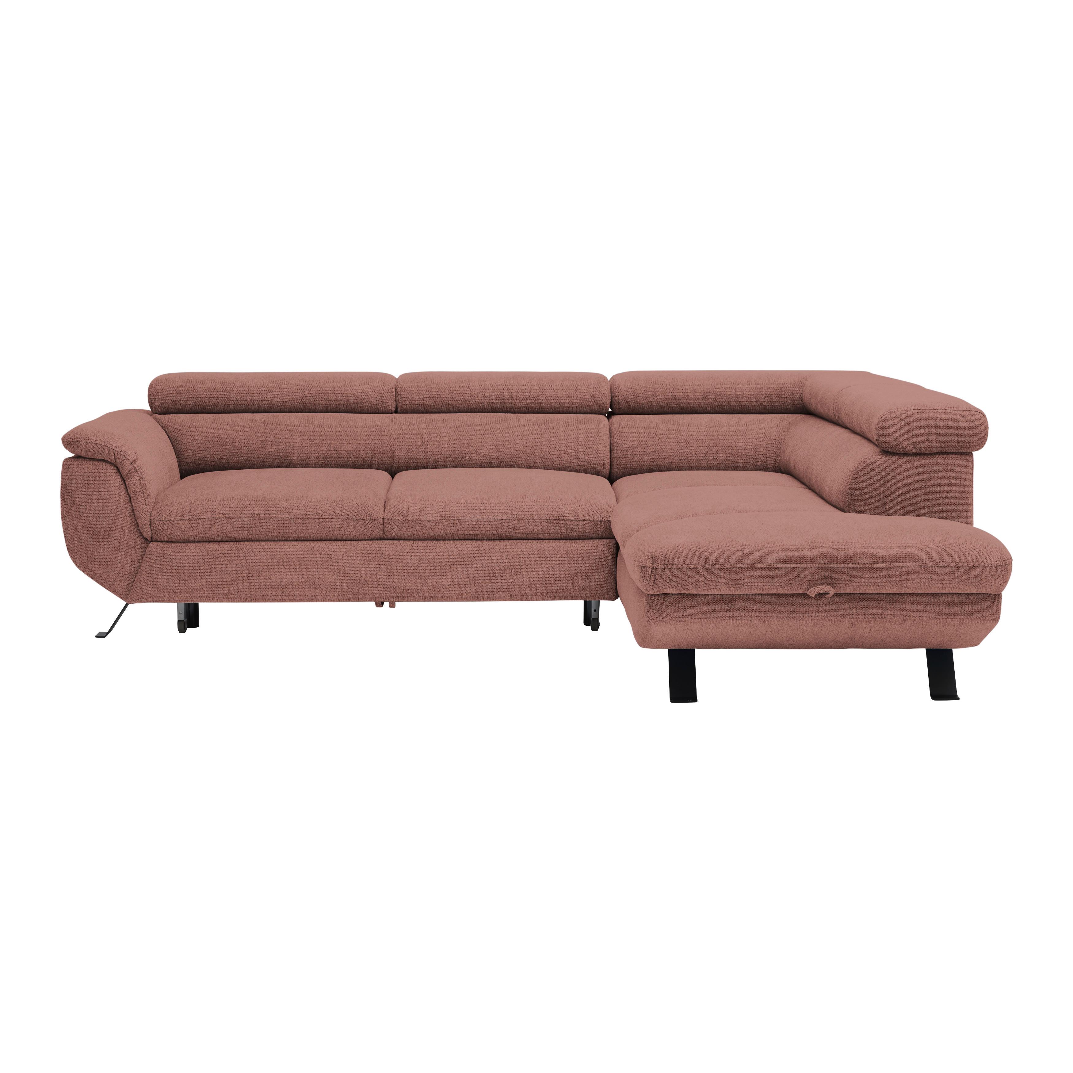Ecksofa Raven Koralle - Koralle/Schwarz, MODERN, Textil/Metall (257/198cm) - Mömax