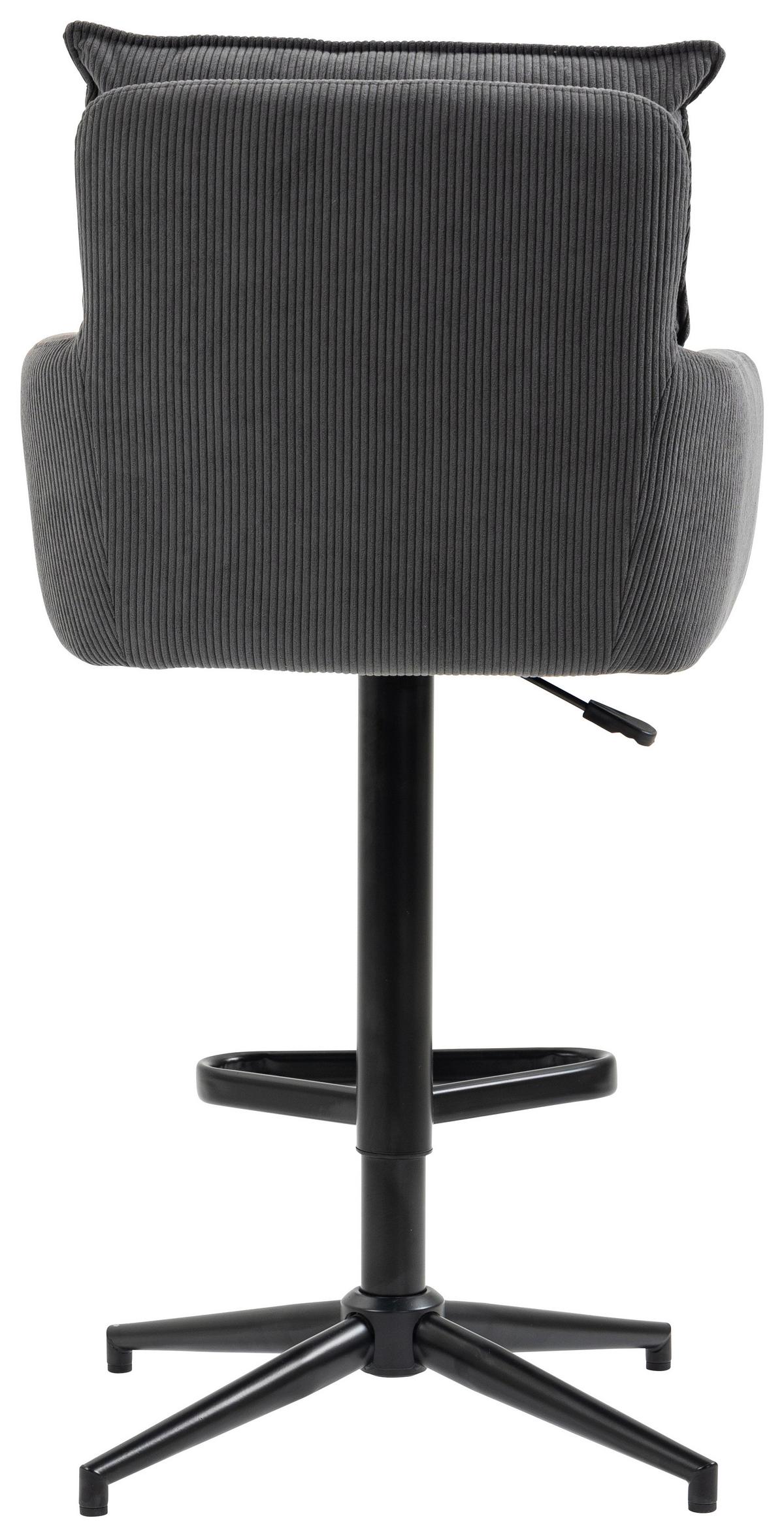 STOŁEK BAROWY POINT - antracytowy/czarny, Design, metal/tkanina (54/98-120/58cm) - Novel