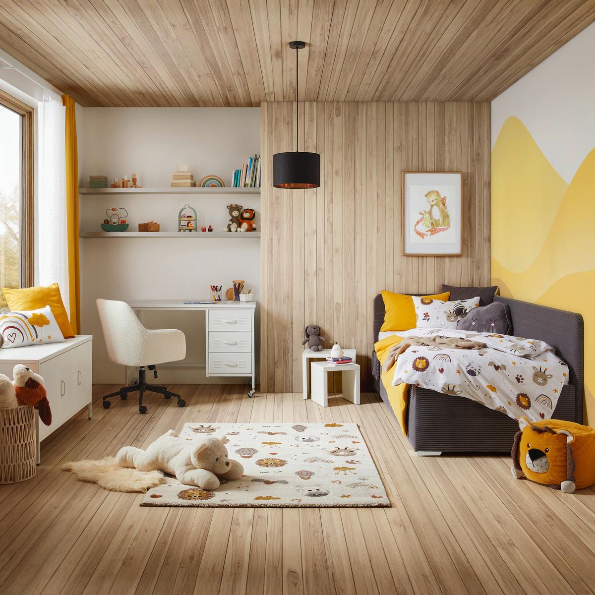 Bett Remi Grau ca. 90x200cm - Chromfarben/Naturfarben, KONVENTIONELL, Holz/Kunststoff (90/200cm) - Mömax